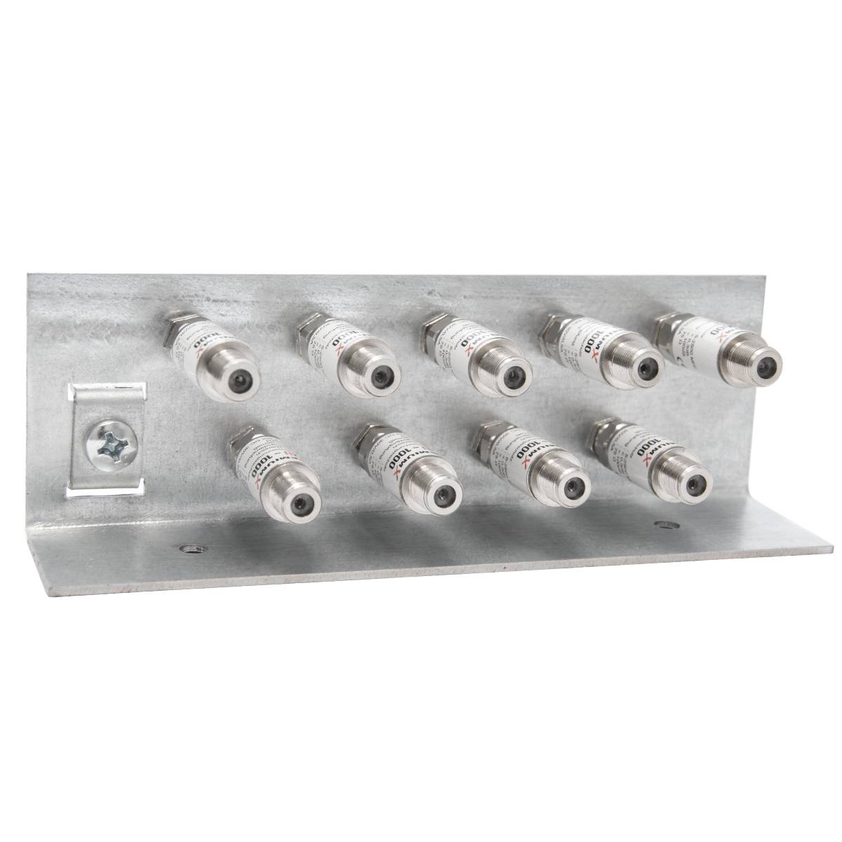 PremiumX Erdungswinkel 9-Fach Erdungsschiene doppelreihig SAT Erdungsblock 9x F-Doppelbuchse 9x Überspannungsschutz