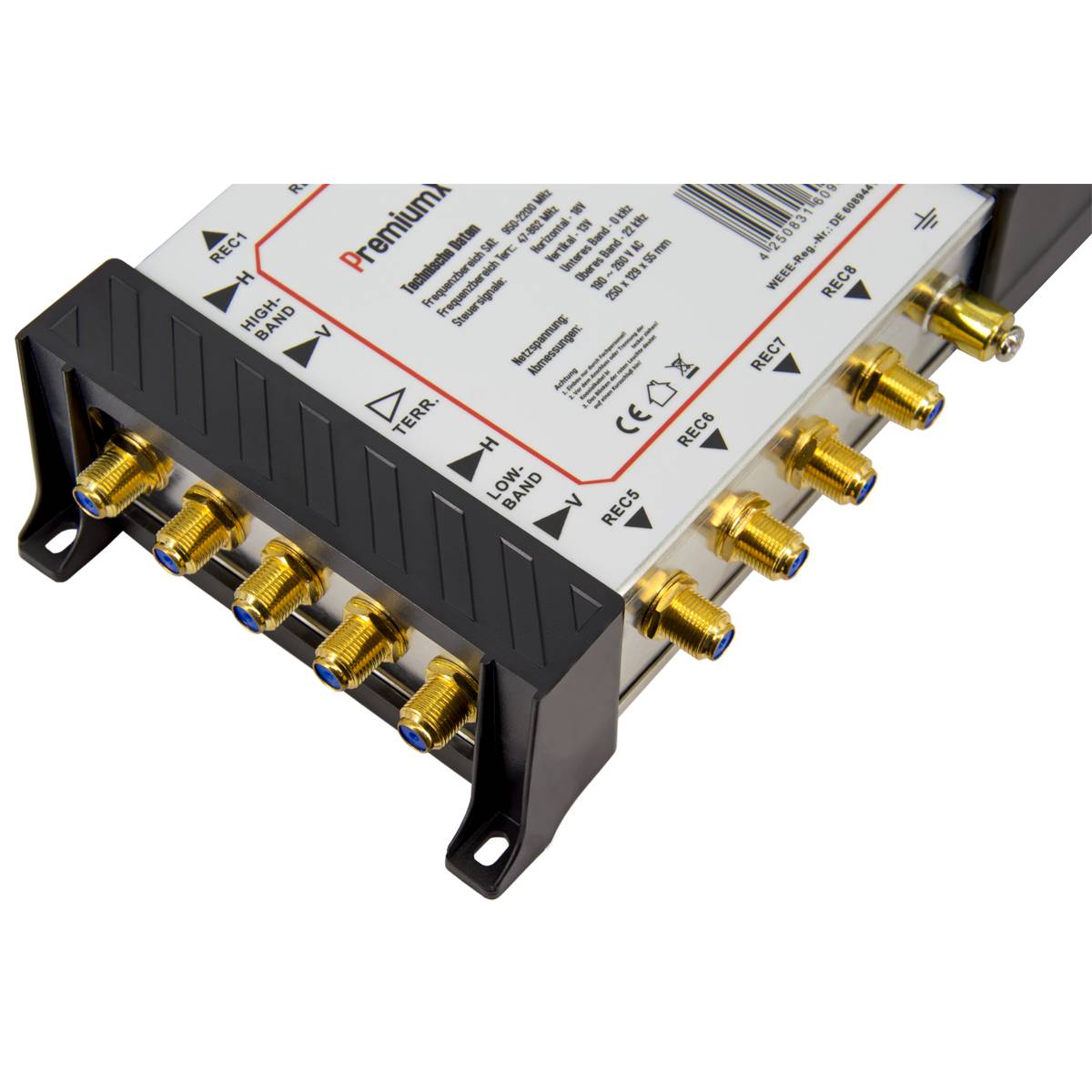 PremiumX PMSE 5-8 Multischalter mit Netzteil Second Edition Multiswitch 1 SAT für 8 Teilnehmer Satverteiler Digital HDTV FullHD 4K UHD 8K