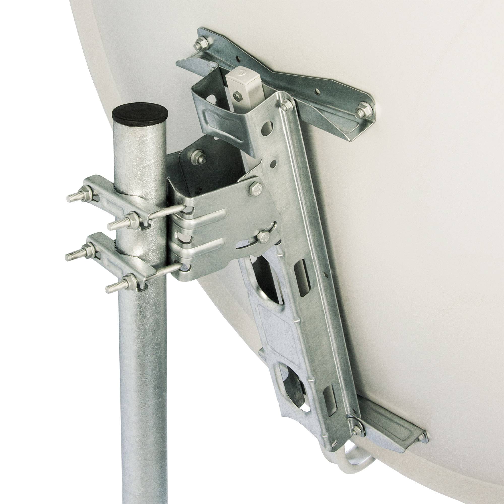 PremiumX PXS100 Satellitenschüssel 100cm Stahl Hellgrau Satellitenantenne SAT Spiegel mit LNB Tragarm und Masthalterung