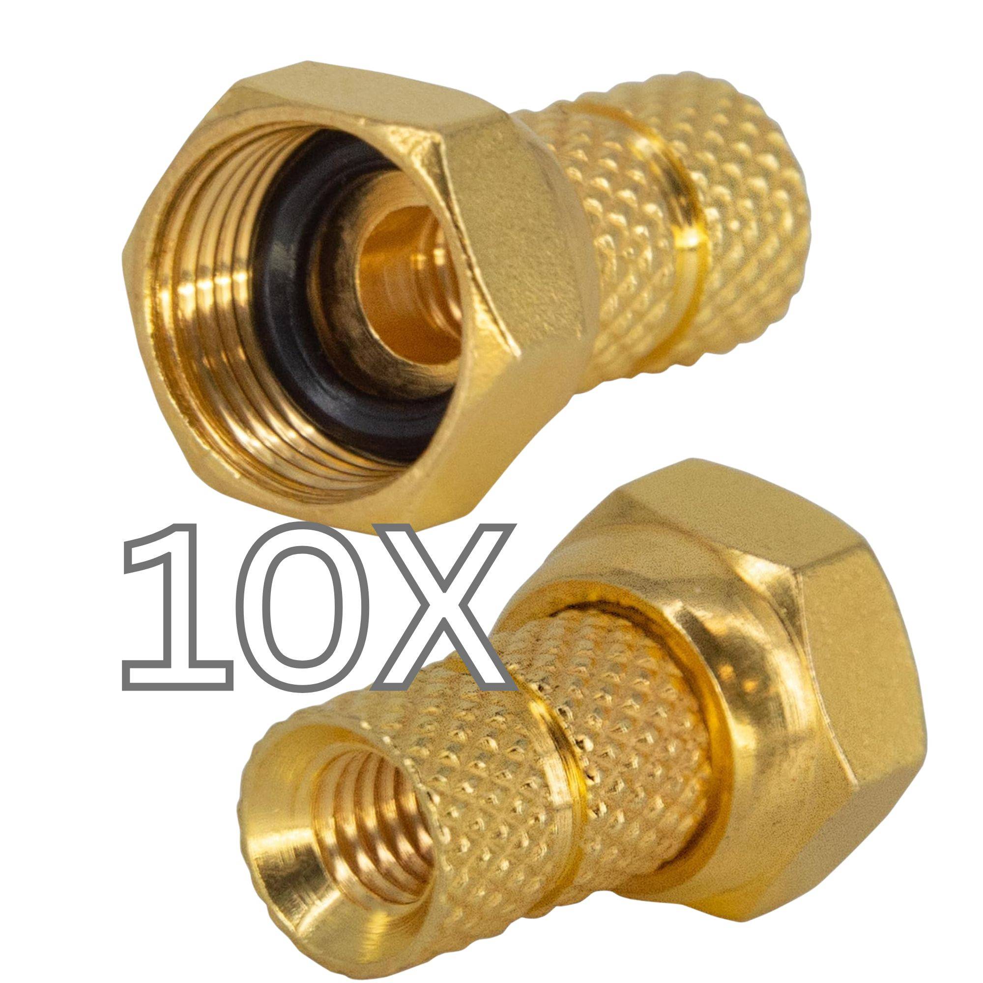 Premium X 100m SAT Koaxialkabel Set 135 dB 5-fach geschirmt – TV Antennenkabel 10 vergoldeten F-Steckern – DVB-S2/C/T2 – 4K UHD HDTV – wetterf