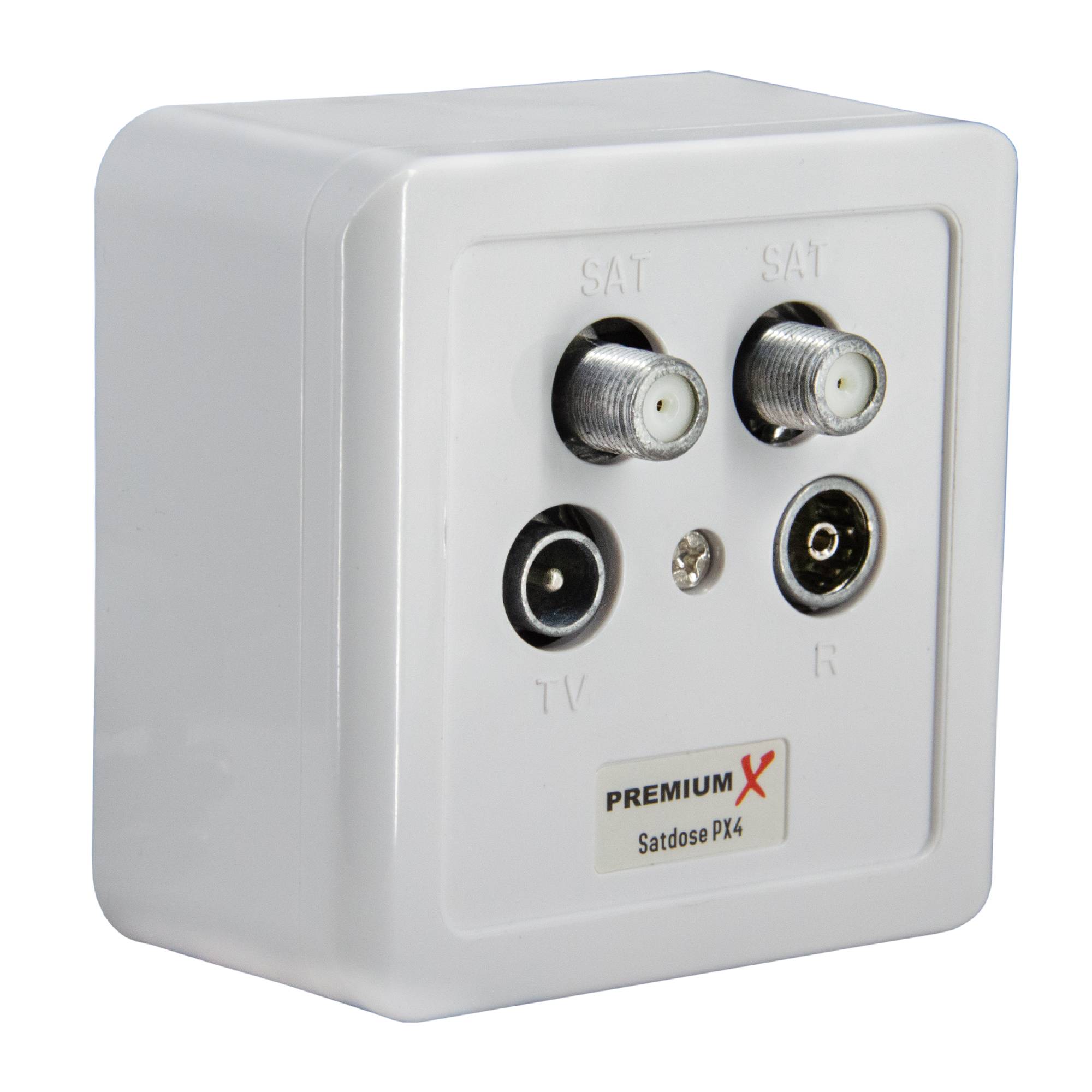 PremiumX PX4 Satdose 4-fach Enddose TWIN Antennendose CLASS A Sat Dose 2x Sat 1x Radio 1x TV Aufputz Unterputz