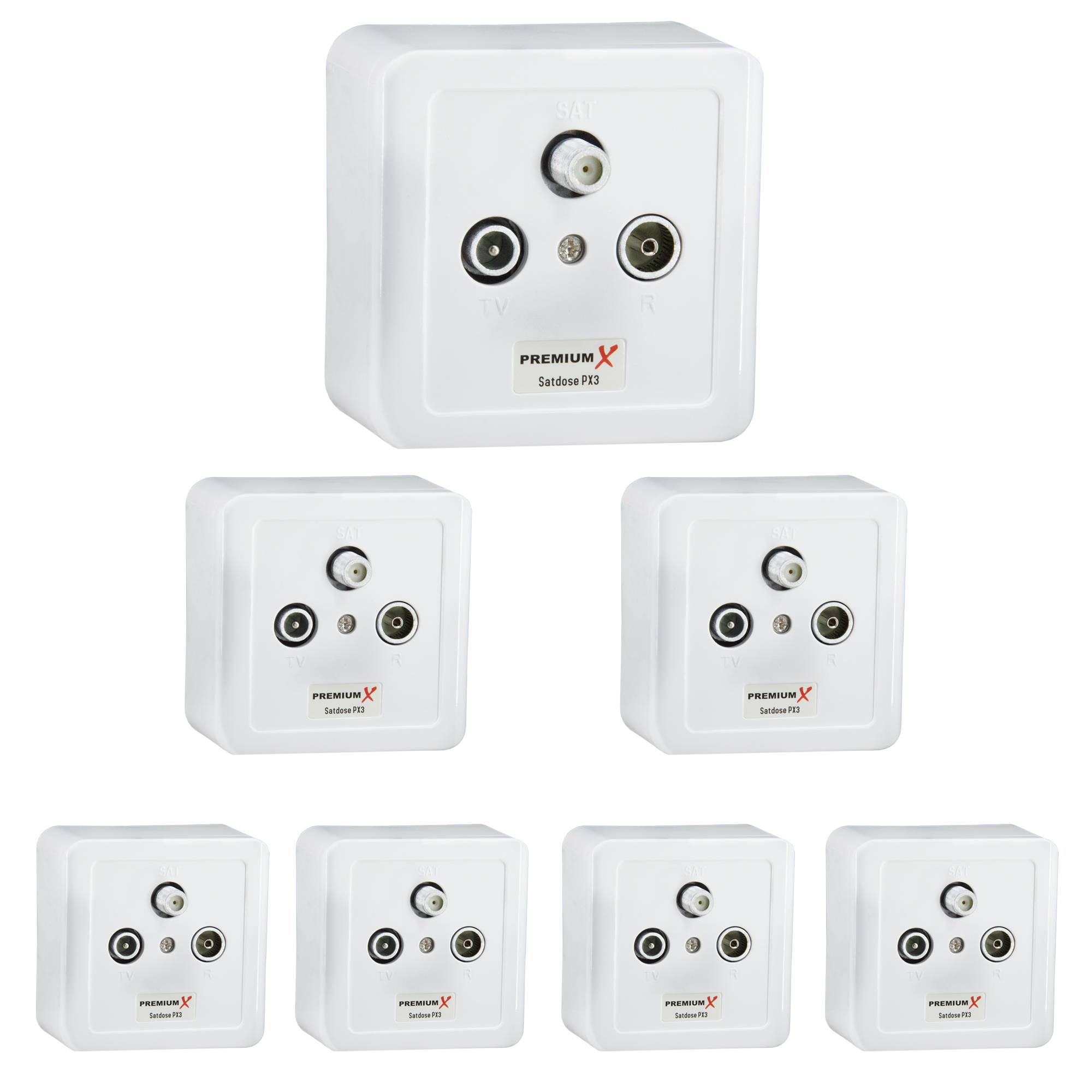 PremiumX 7x PX3 Antennendose 3-Fach Enddose Antennen-Dose Einzel und Stichleitungsdose Aufputz Unterputz SAT-TV-RADIO HD Multimediadose