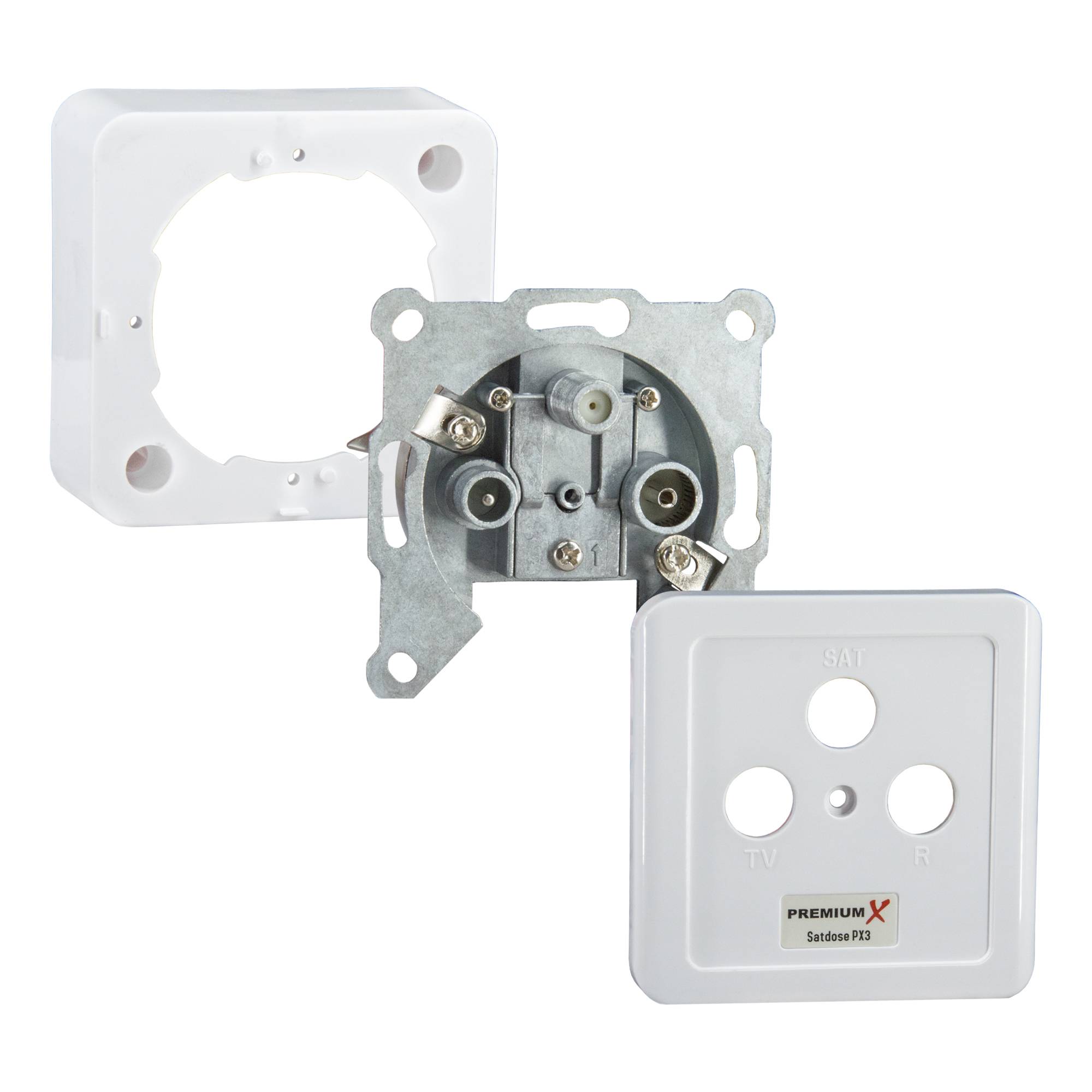 PremiumX 5x PX3 Sat Dose 3-Fach Enddose Antennendose Einzel-/Stichleitungsdose Auf-/Unterputz 10x Schrauben 10x Dübel