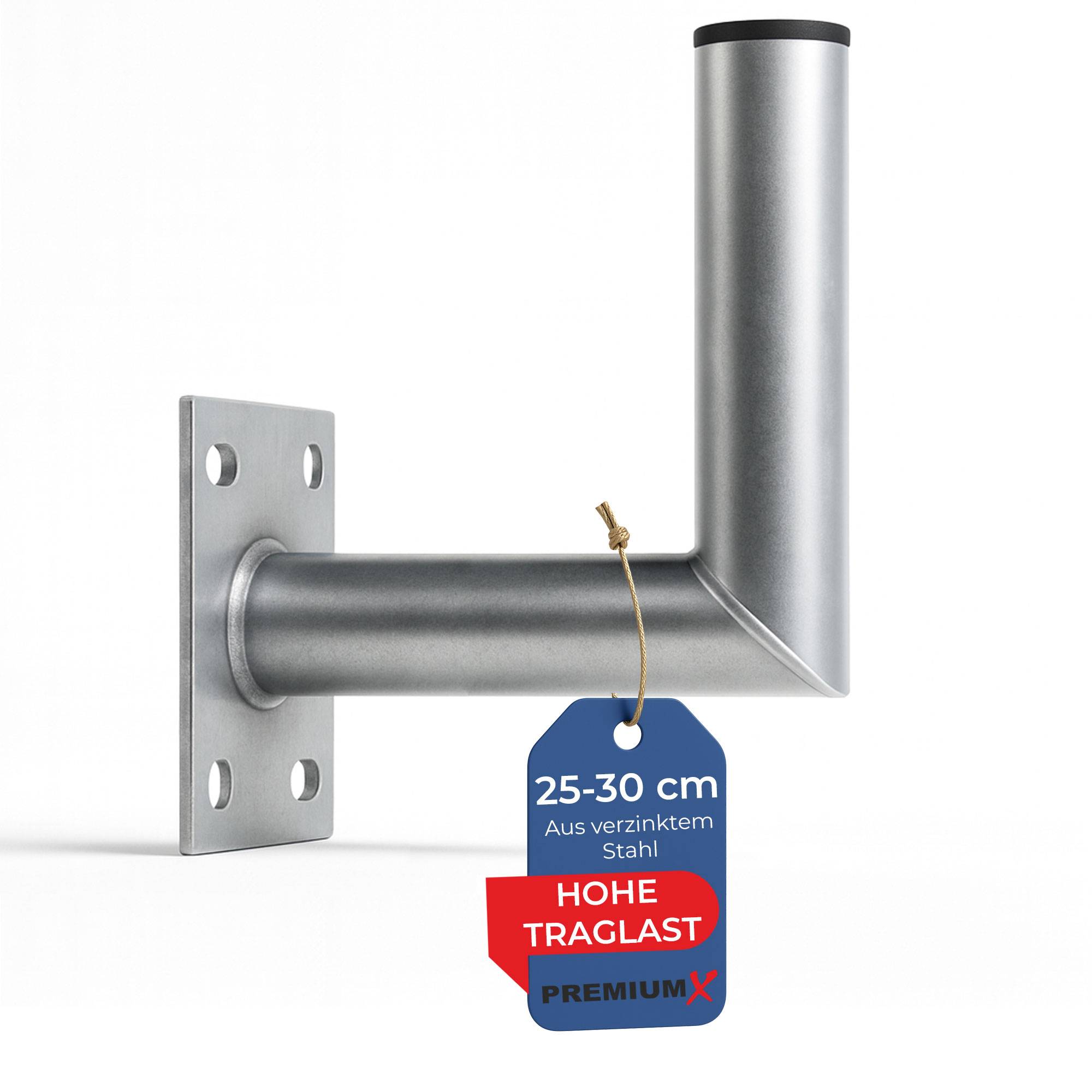 PremiumX 25-30cm Wandhalter Stahl verzinkt Ø 48mm Winkel Wand-Halterung für Satelliten-Schüssel SAT-Antenne