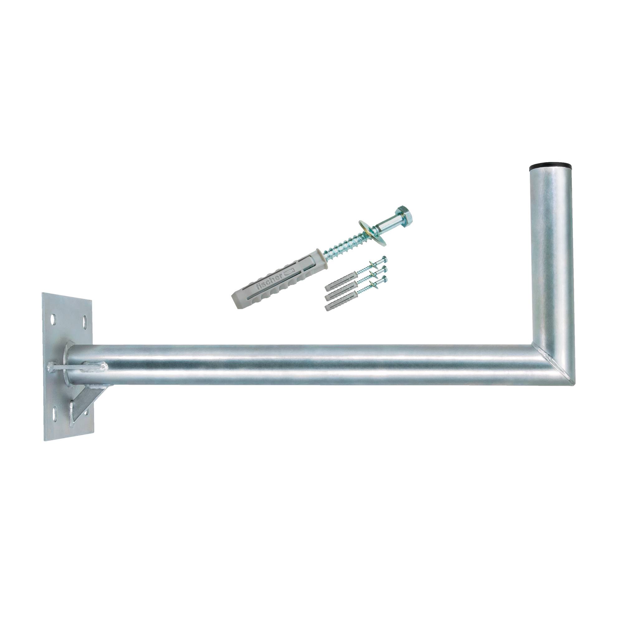 PremiumX 60cm Wandhalter Stahl verzinkt SAT Antenne Wandhalterung Halter Wandabstand 60 cm mit Verstrebung Fischer Schraubensatz für Wand Montage