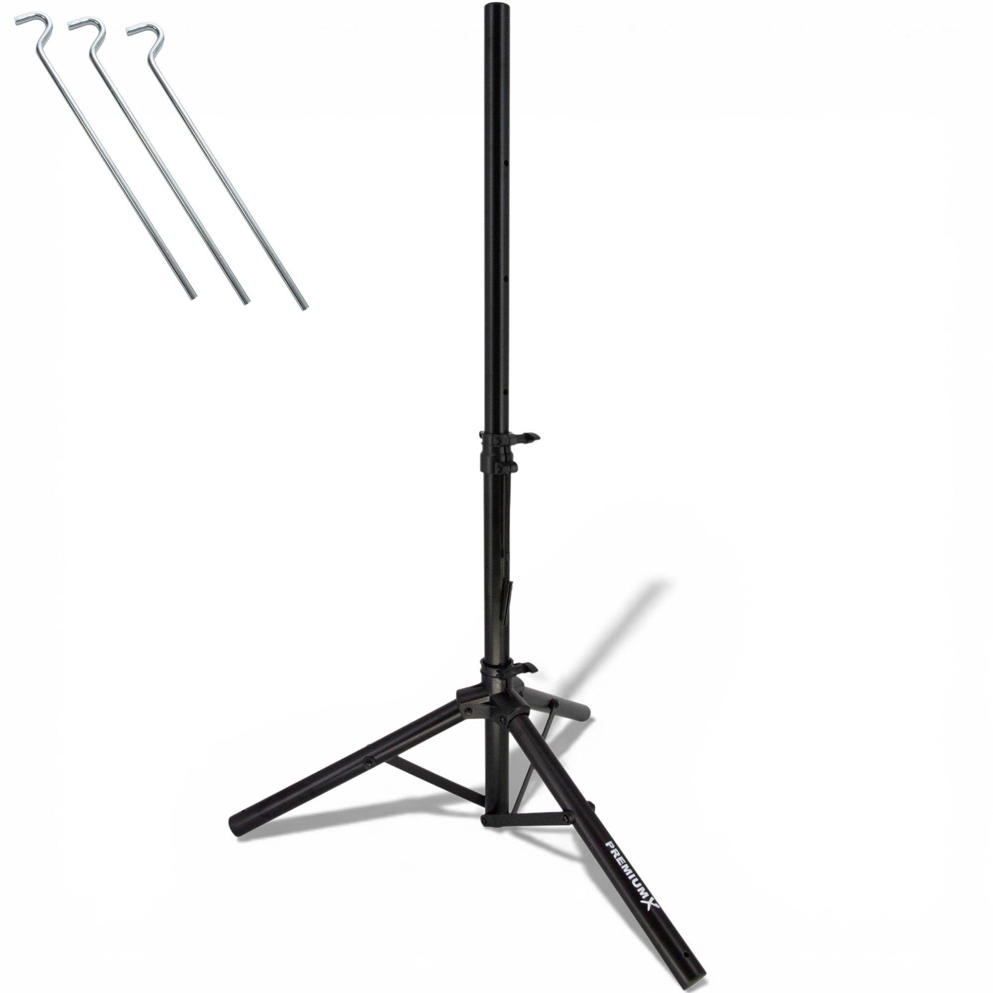 PremiumX Camping SAT Stativ Aluminium 120cm Ø 35mm Schwarz – Windfestes Dreibein inkl. Heringe – Mobile Antennenhalterung für Wohnwagen & Balkon
