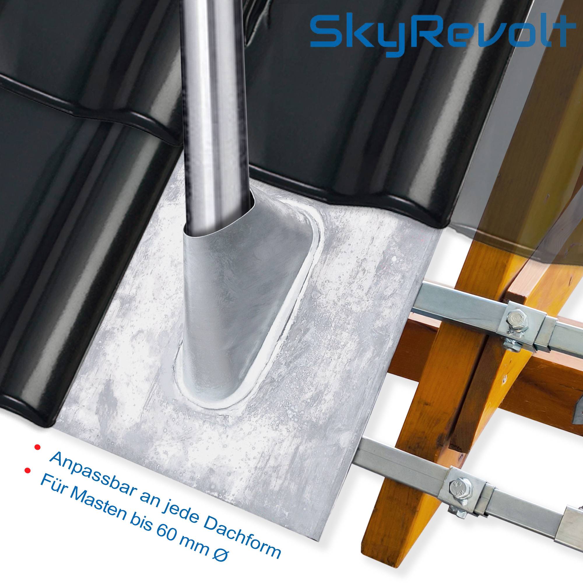 SkyRevolt Dachpfanne Blei-Ziegel Bleipfanne Dachabdeckung Dachziegel Universal Antennenziegel