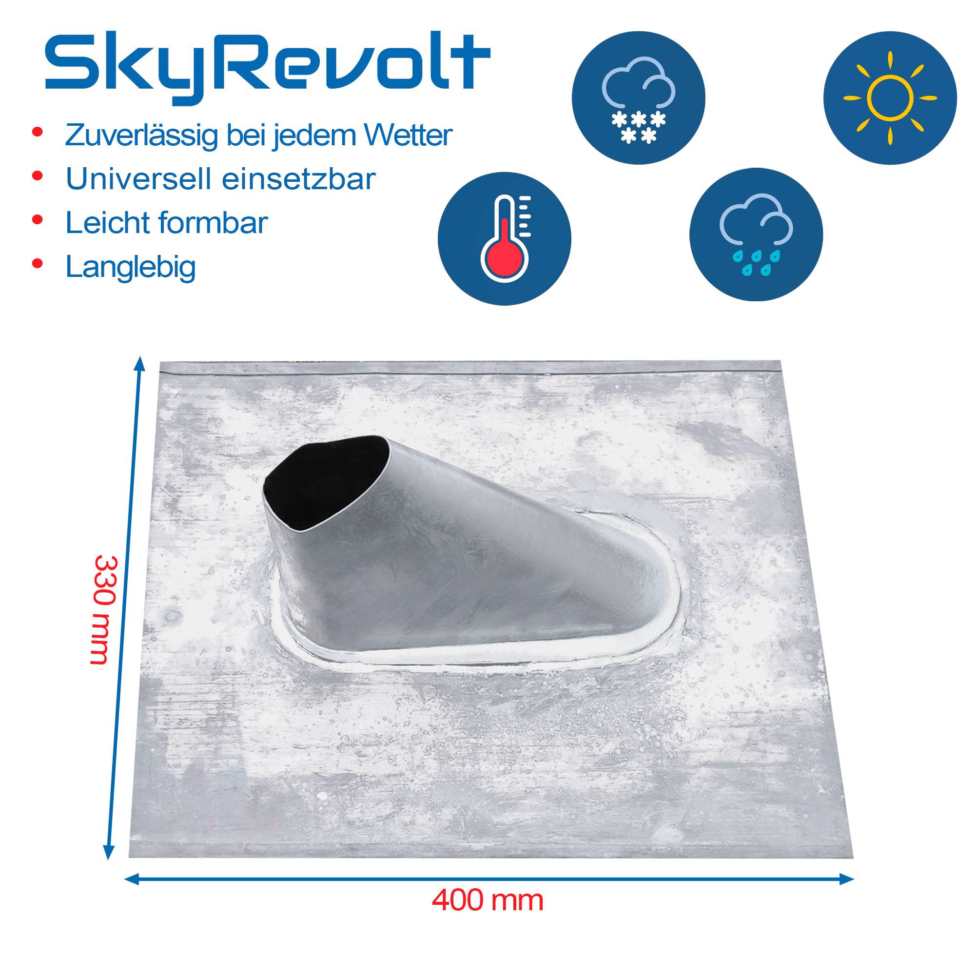 SkyRevolt Dachpfanne aus Blei Bleiziegel Bleipfanne Dachabdeckung Dachziegel Universal mit Gummimanschette Schwarz