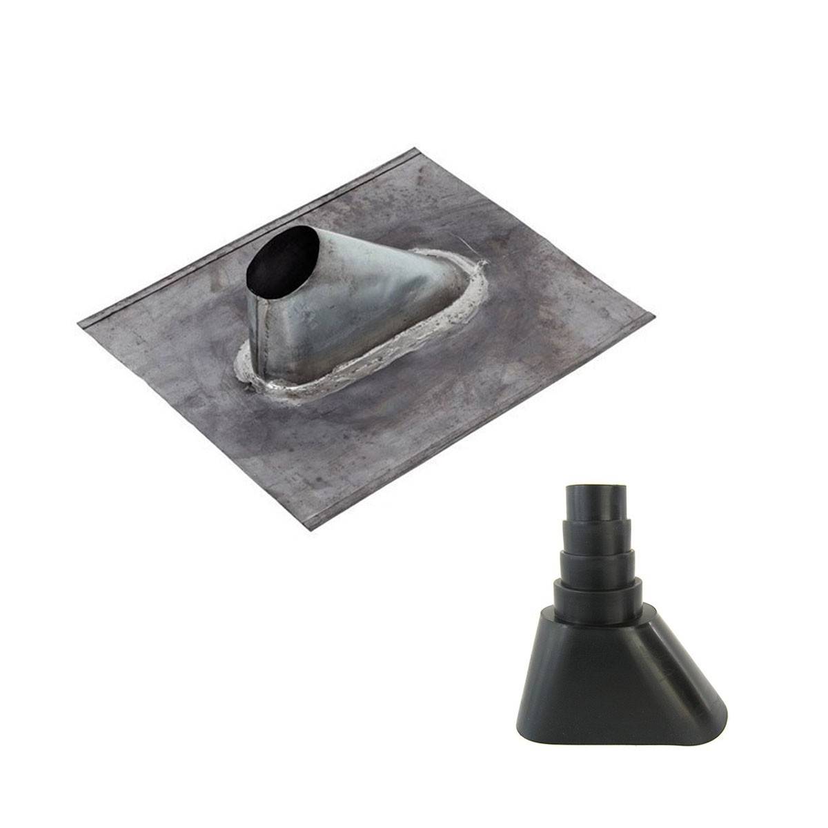 SkyRevolt Dachpfanne aus Blei Bleiziegel Bleipfanne Dachabdeckung Dachziegel Universal mit Gummimanschette Schwarz