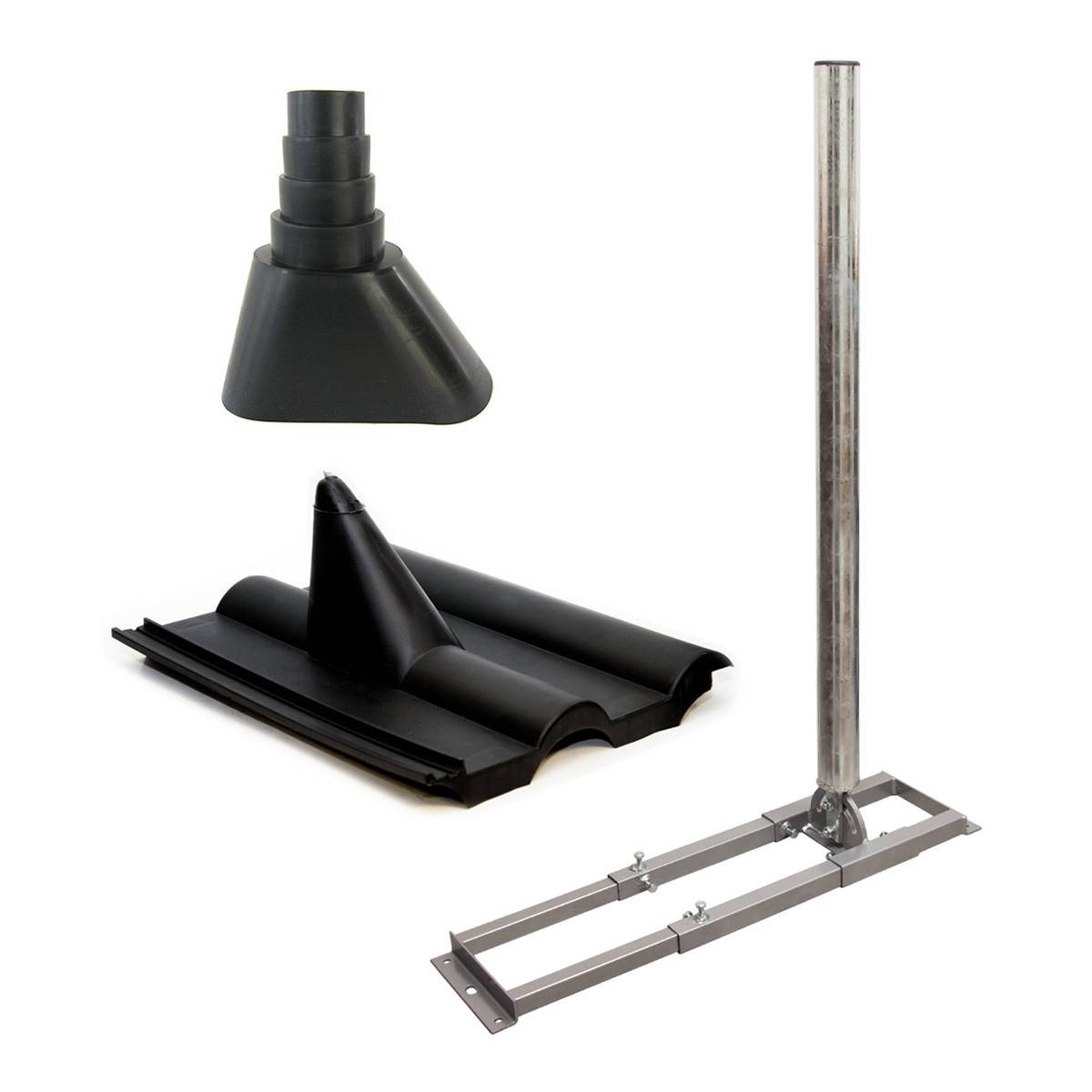 SkyRevolt SAT Dachsparrenhalter 1 m Mast 60 mm Stahl feuerverzinkt Sparren-Halterung für Satelliten-Antenne Satellitenschüssel mit Frankfurter Dacha