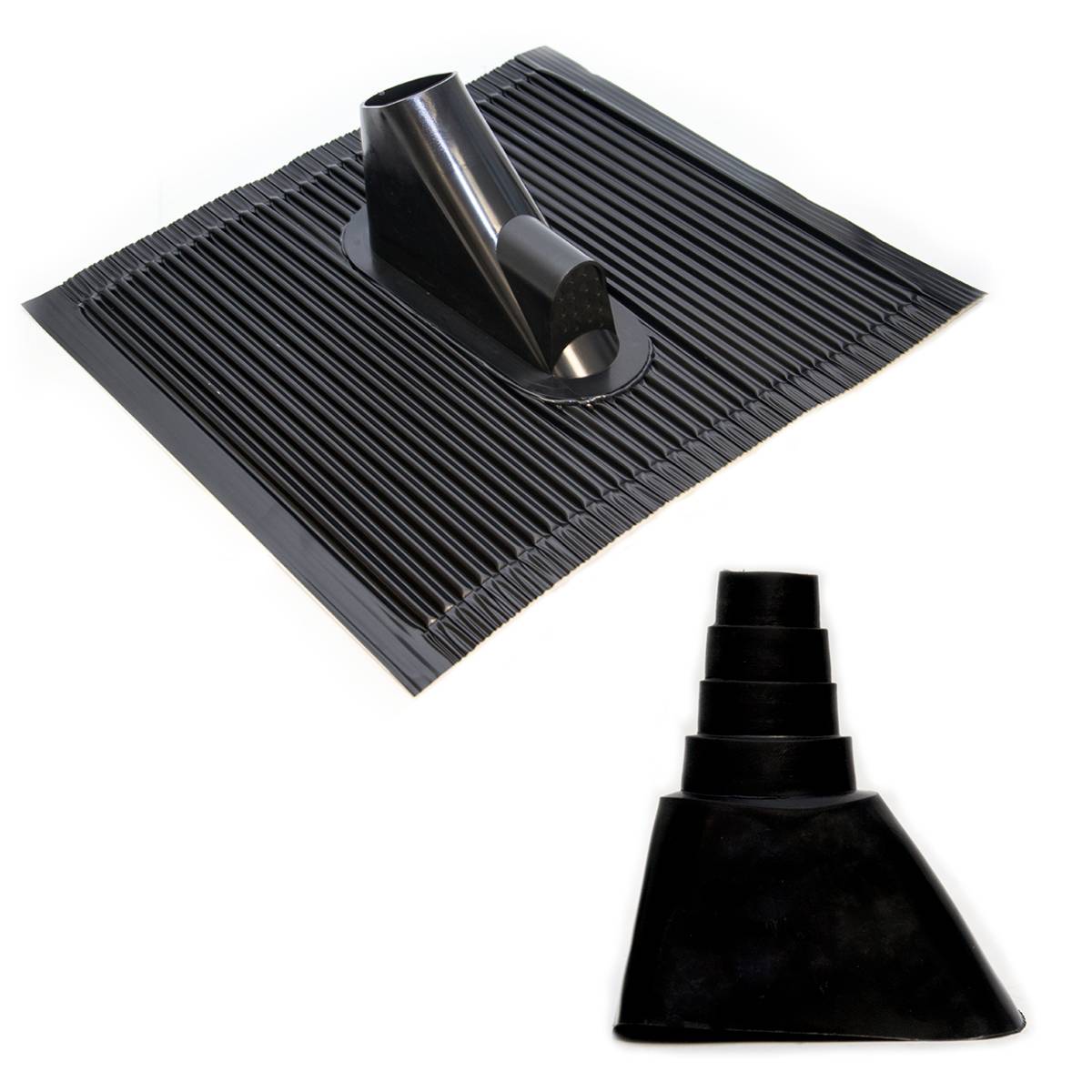 PremiumX Dachabdeckung mit Kabeleinführung Alu-Dachziegel Schwarz Dach Montage Abdeckung Ziegel Dachpfanne für Sat Dachsparrenhalter + Universal Gum