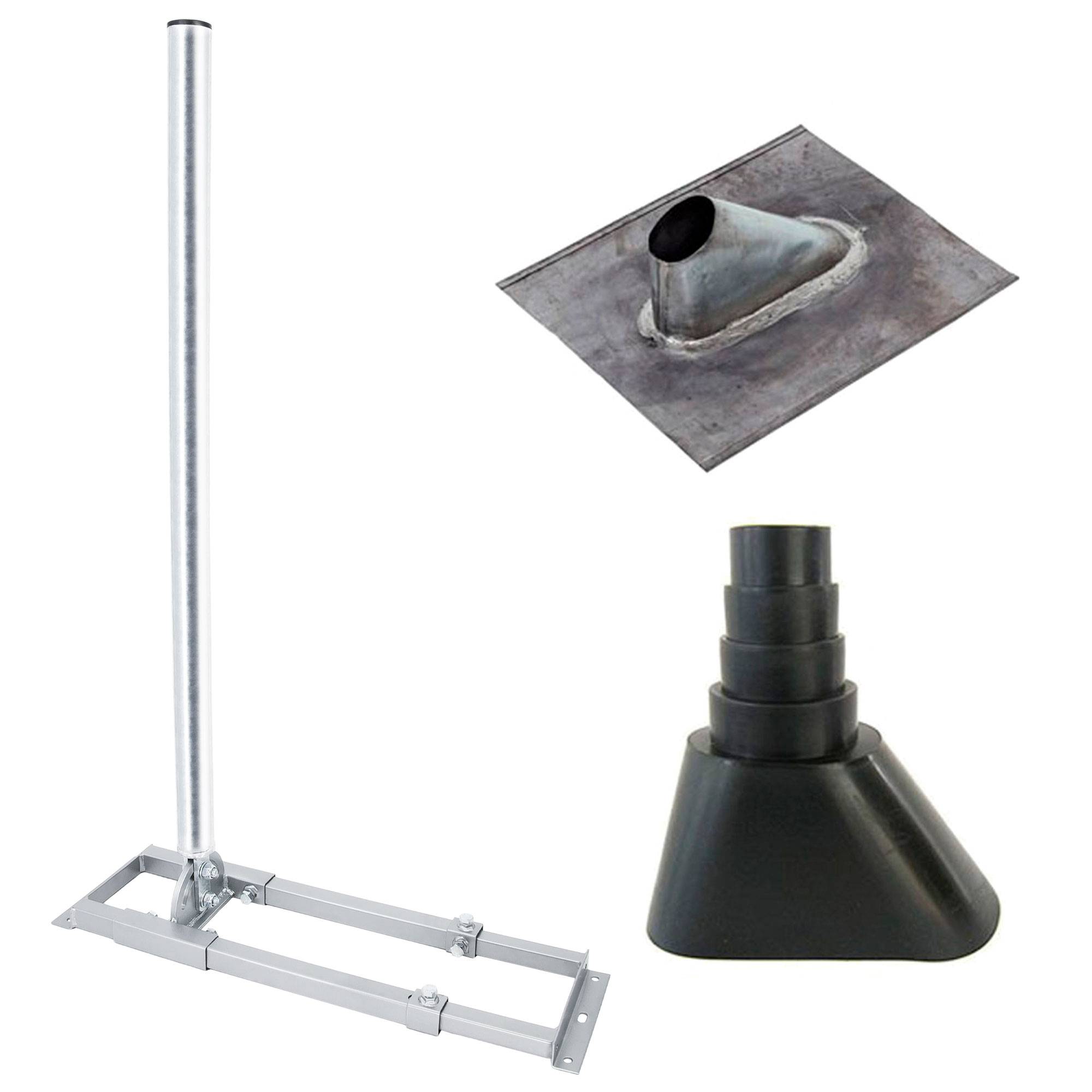 PremiumX PROFI X100-48 SAT Dachsparrenhalter 100 cm Mast 48 mm Stahl Sparren-Halterung für Satelliten-Antenne Satellitenschüssel mit Blei Dachabdeck
