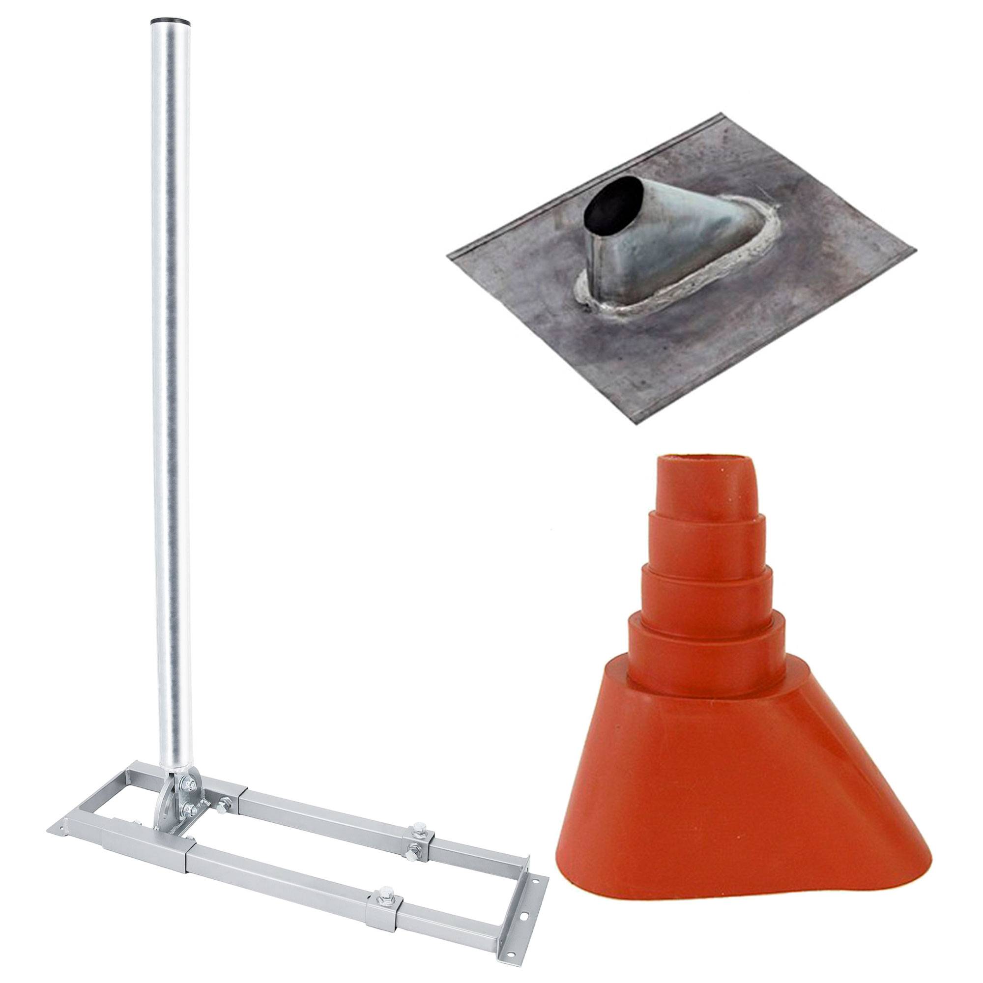 PremiumX PROFI X100-48 SAT Dachsparrenhalter 100 cm Mast 48 mm Stahl feuerverzinkt Sparren-Halterung für Satelliten-Antenne Satellitenschüssel mit