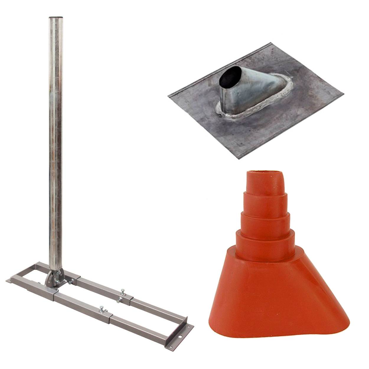 PremiumX PROFI X100-48 SAT Dachsparrenhalter 100 cm Mast 48 mm Stahl feuerverzinkt Sparren-Halterung für Satelliten-Antenne Satellitenschüssel mit