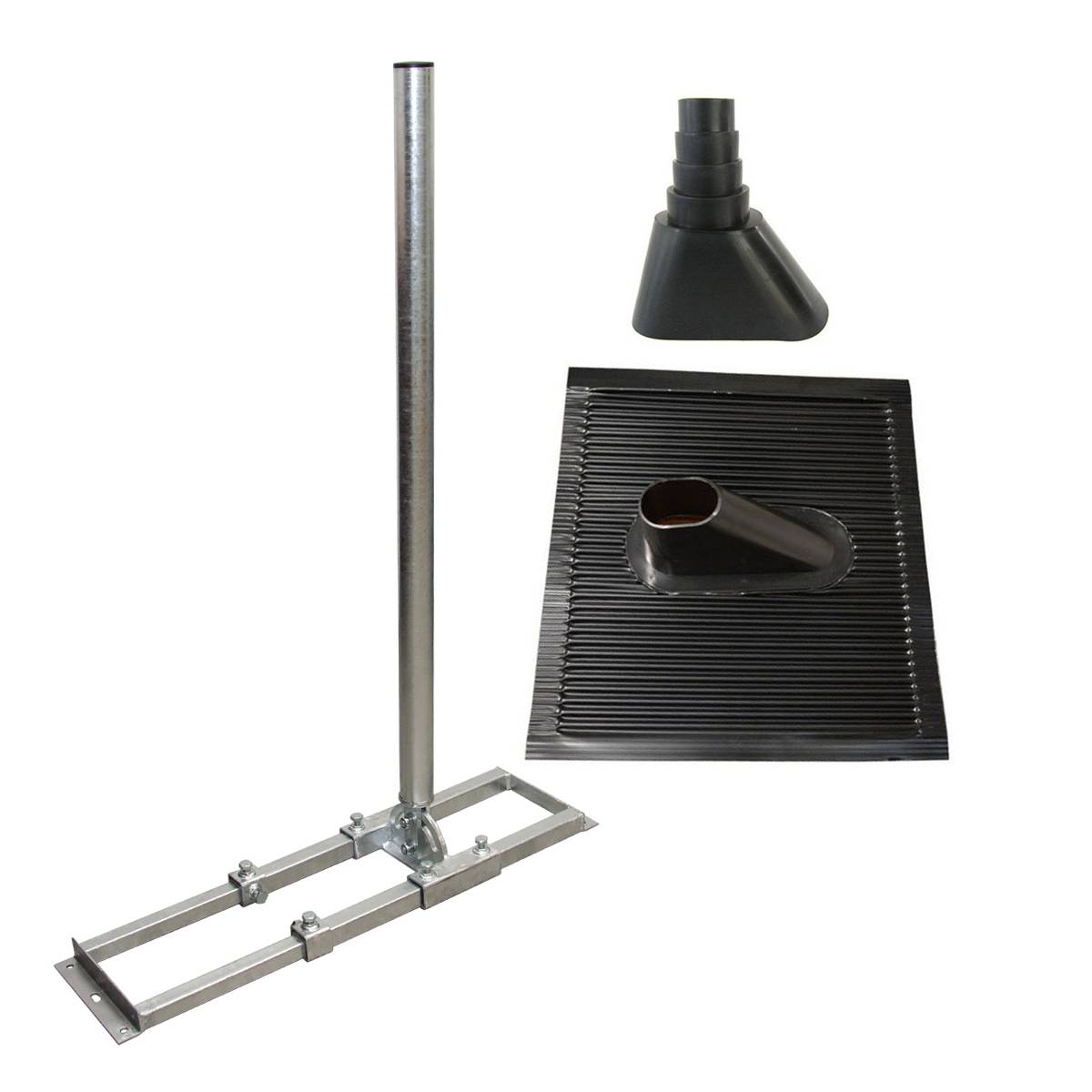 PremiumX PROFI X100-48F SAT Dachsparrenhalter 100 cm Mast 48 mm Stahl voll feuerverzinkt Sparren-Halterung für Satelliten-Antenne Satellitenschüssel