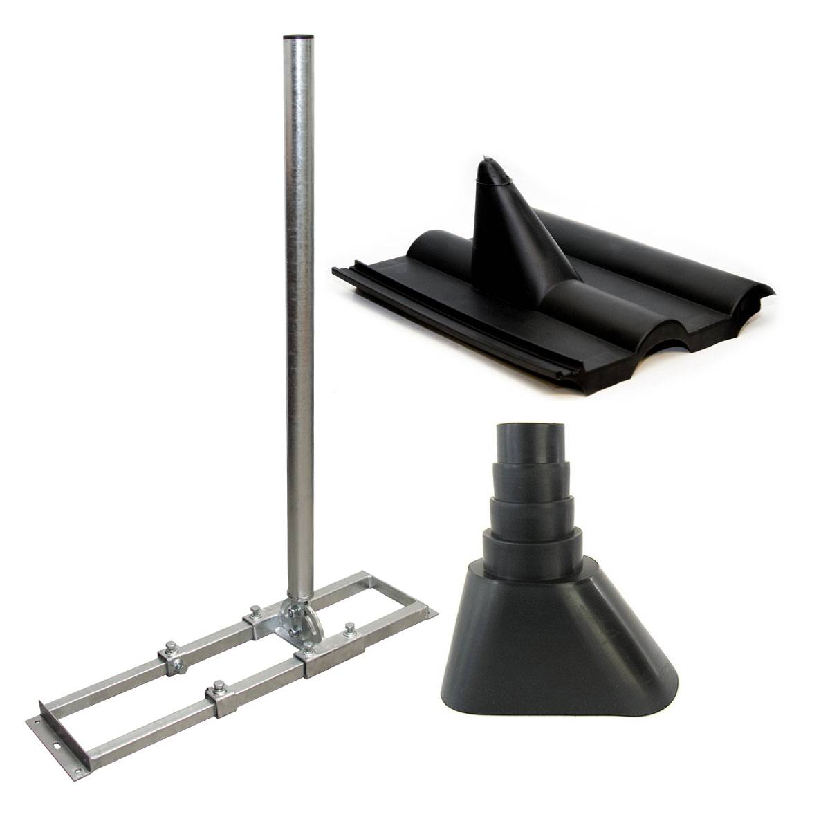 PremiumX PROFI X100-48F SAT Dachsparrenhalter 100 cm Mast 48 mm Stahl voll feuerverzinkt Sparren-Halterung für Satelliten-Antenne Satellitenschüssel