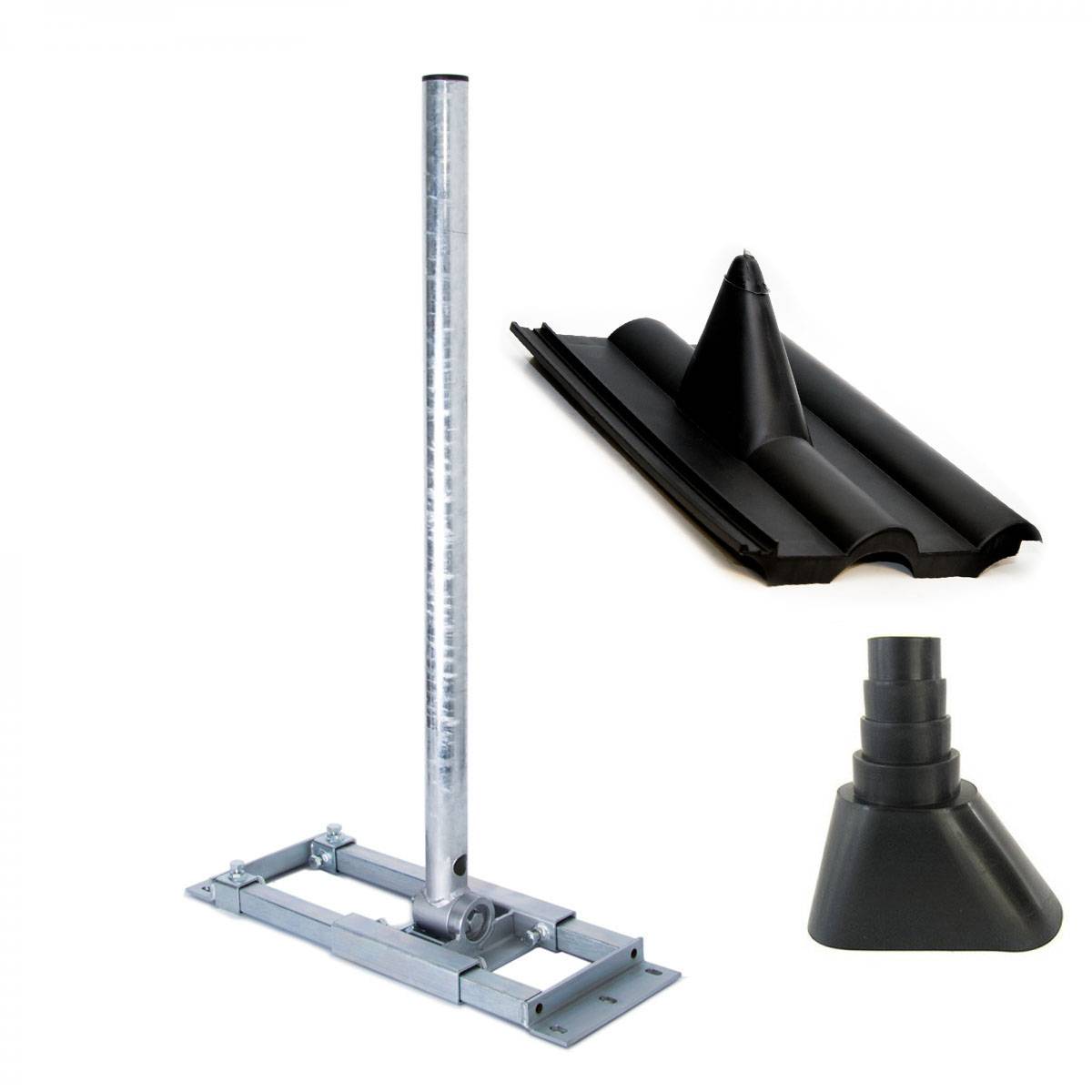 PremiumX DELUXE X130-48 Dachsparrenhalter 130 cm Mast Sparrenhalter für Satelliten-Antenne SAT-Schüssel Dach Halter mit Kabeldurchführung Frankfurt