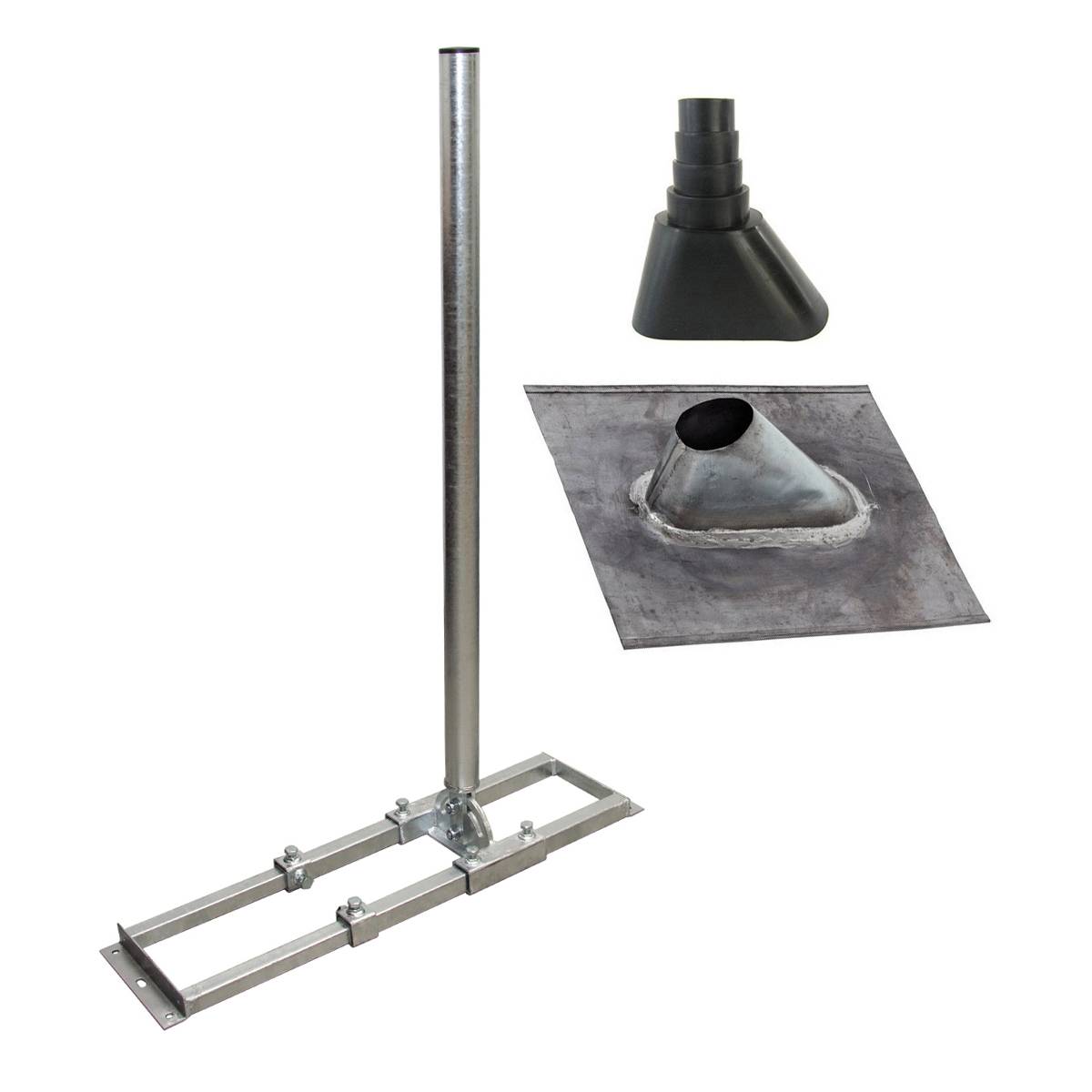 PremiumX PROFI X100-48F SAT Dachsparrenhalter Montageset 100cm Mast 48mm Sparren-Halterung für Satelliten-Antenne Satellitenschüssel mit Blei Antenn