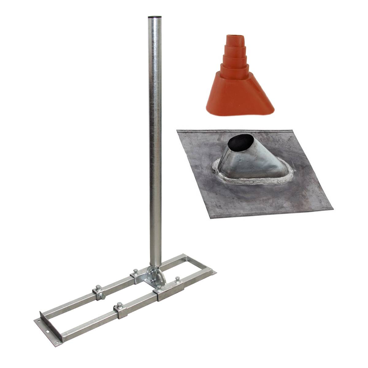 PremiumX PROFI X100-48F SAT Dachsparrenhalter 100cm Mast 48mm Sparrenhalterung für Satelliten-Antenne Satellitenschüssel mit Blei Dachabdeckung Mans