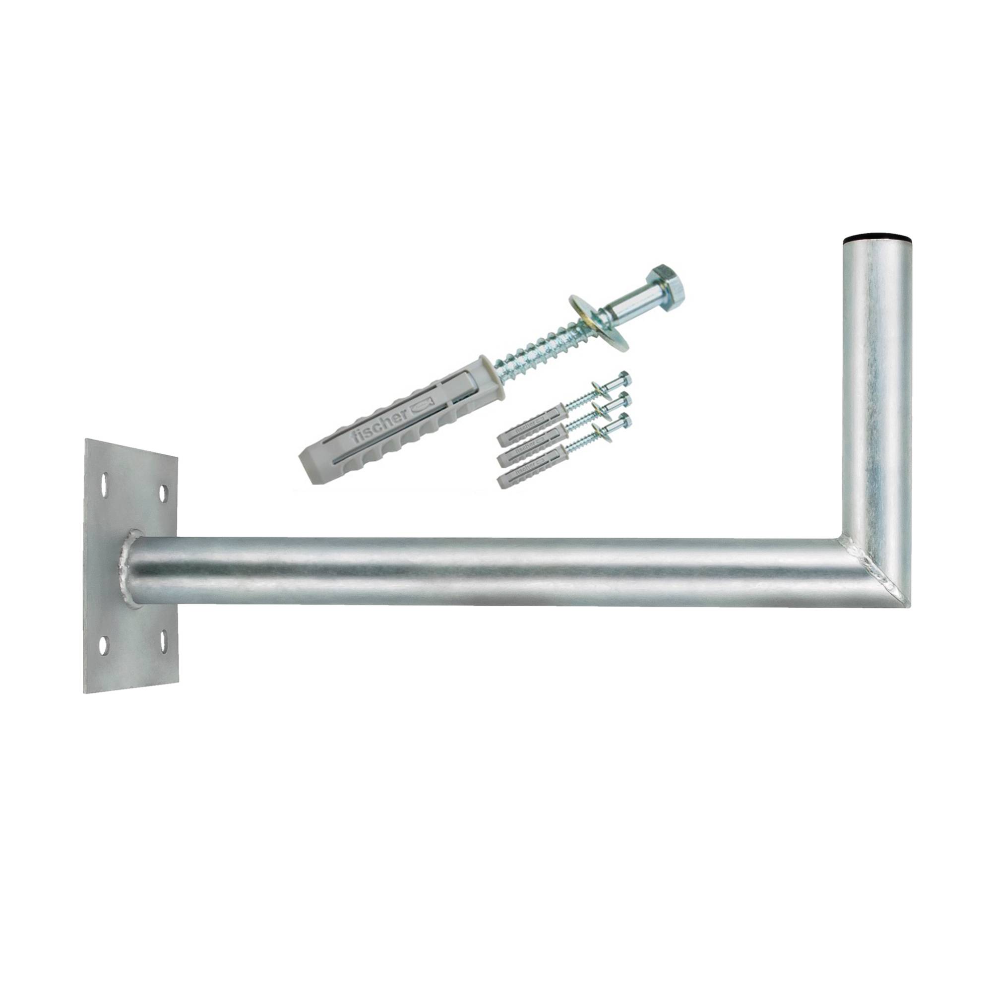 PremiumX 50-55cm Wandhalter Stahl verzinkt SAT Antenne Wandhalterung Wand Montage Halter Wandabstand 55 cm Ø 48mm inkl. Fischer Schraubensatz für Wa