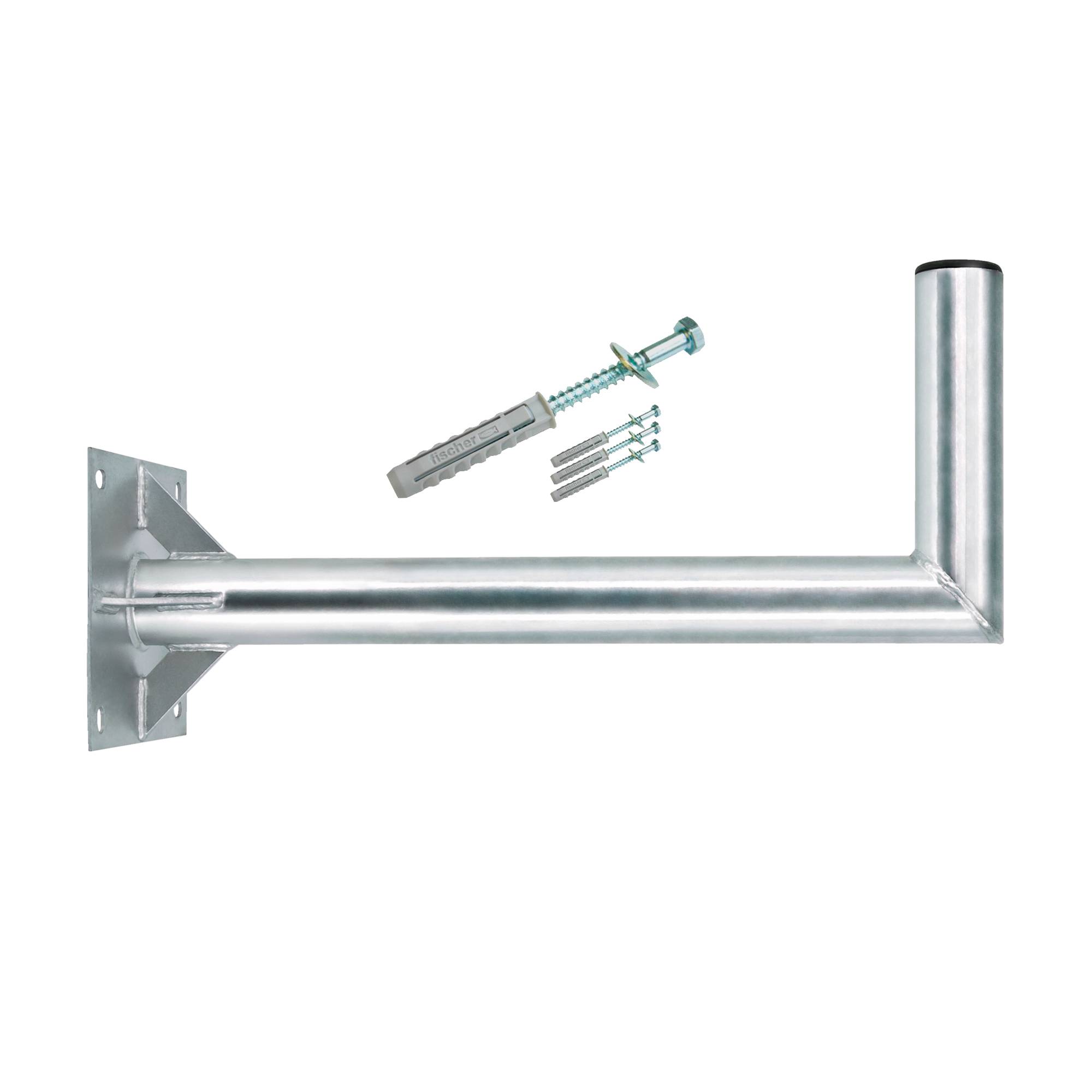 PremiumX 60cm Ø 60mm Wandhalter Stahl Winkel-Wand-Halterung für Satelliten-Schüssel SAT-Antenne 4-fach Verstrebung Schraubensatz