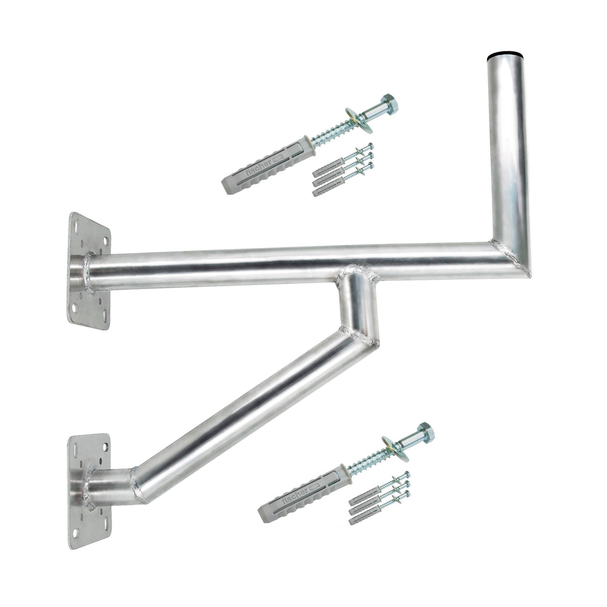 PremiumX 60cm Wandhalter Aluminium zwei Wandplatten SAT Wand-Halterung für Satelliten-Schüssel Wandausleger Schraubensatz