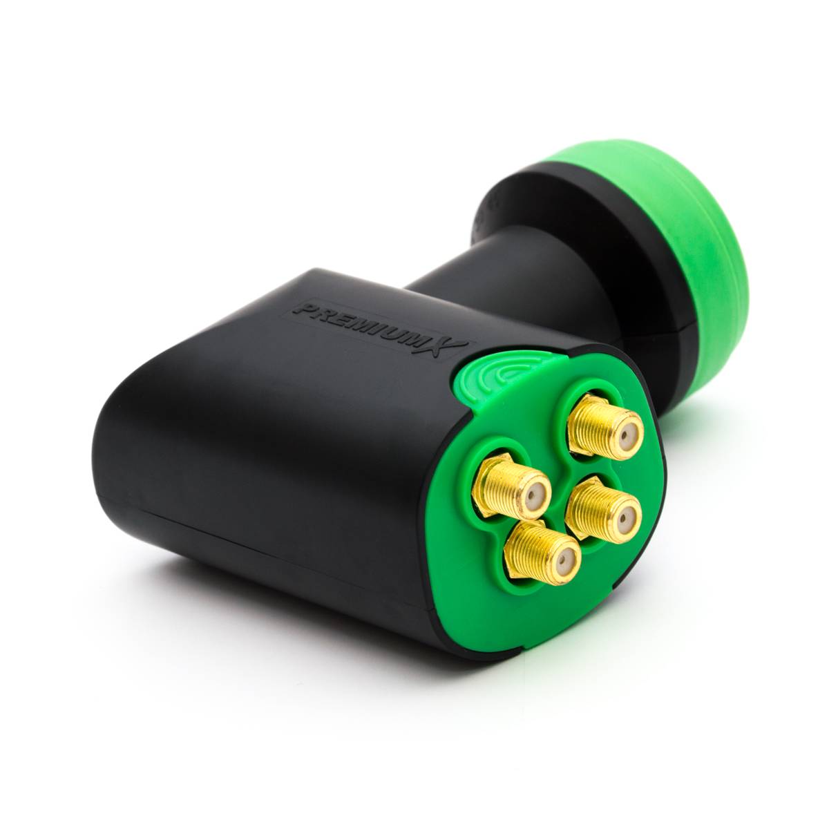 PremiumX DELUXE SAT Anlage für 4 Empfänger 85cm Satellitenantenne ALU Hellgrau mit Green Diamond Quad LNB inkl. 8x F-Stecker