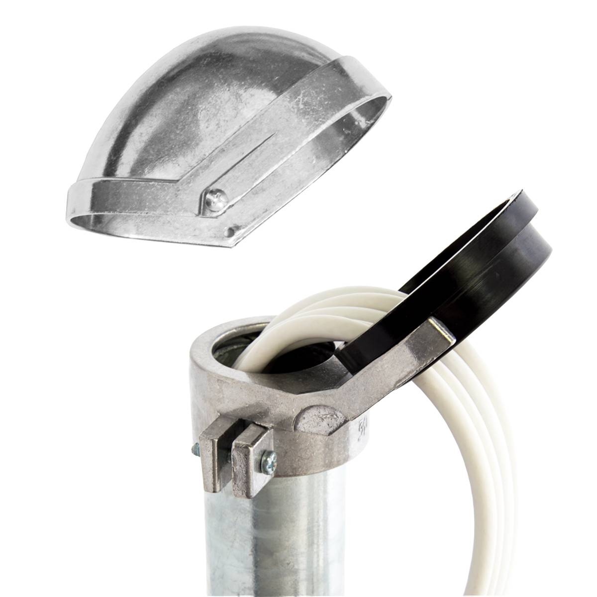 PremiumX Mastkappe mit Kabeldurchführung Aluminium für SAT Dachsparrenhalter Wandhalter Mast Durchmesser 48-52mm ALU