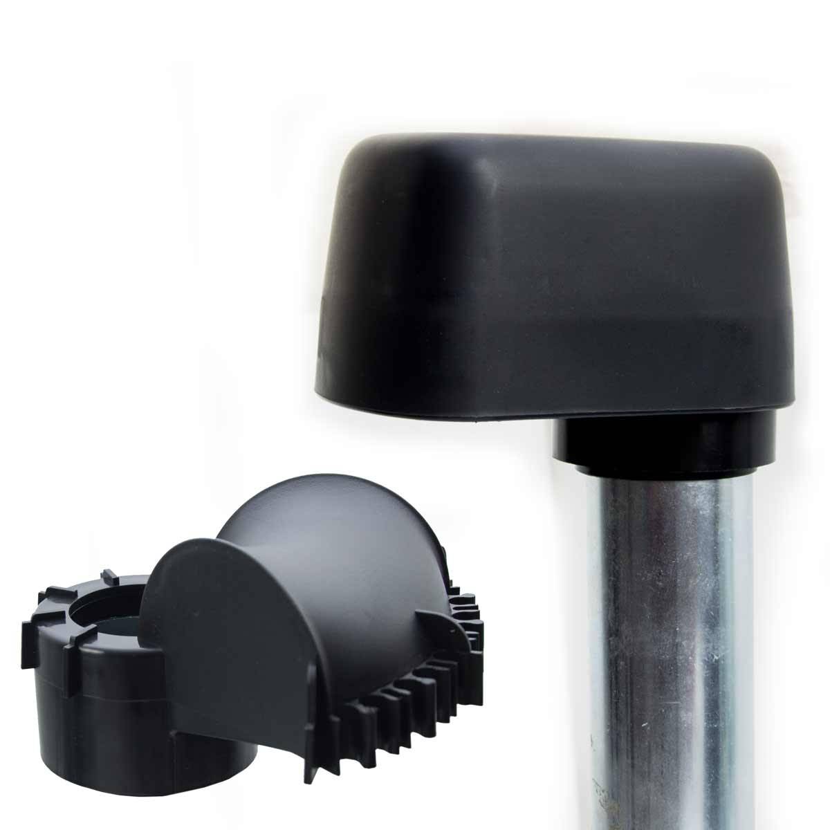 SkyRevolt Dachsparrenhalter Satellitenschüssel Set Sparrenhalter 60mm Mast Frankfurter SAT Ziegel schwarz Mastkappe