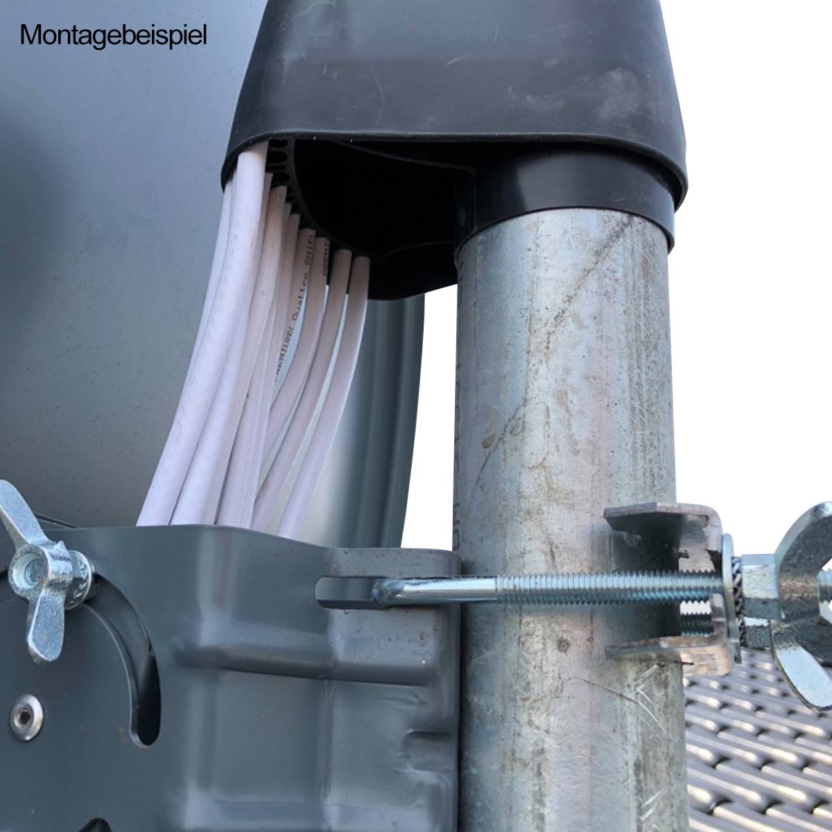 PremiumX Mastkappe mit Kabeldurchführung groß für SAT Mast und Dachsparrenhalter mit 48mm 60mm