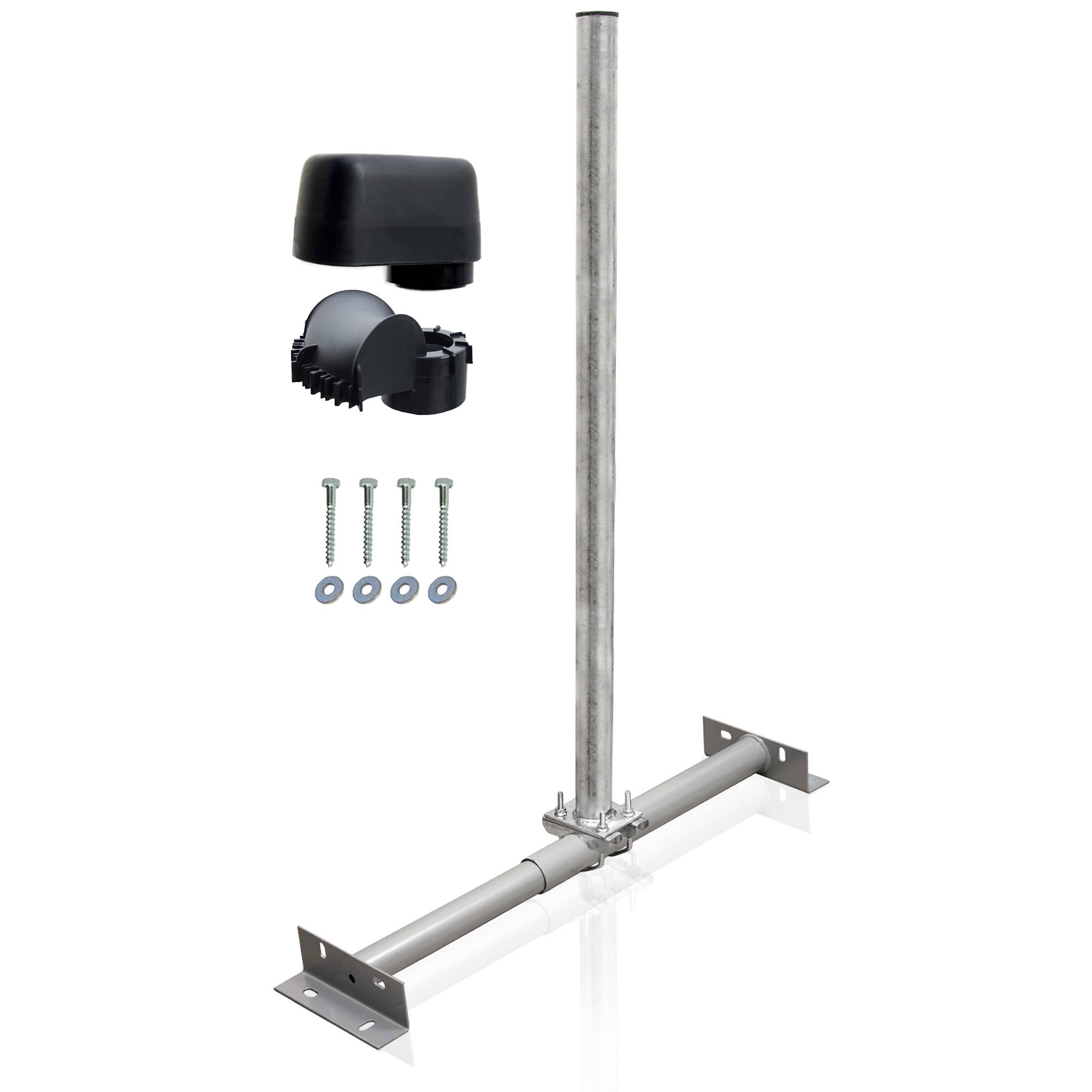 PremiumX Dachsparrenmasthalter 100 cm Mast 48 mm feuerverzinkt SAT Sparrenhalterung für Satellitenschüssel verstellbar, Mastkappe mit Kabeldurchfüh