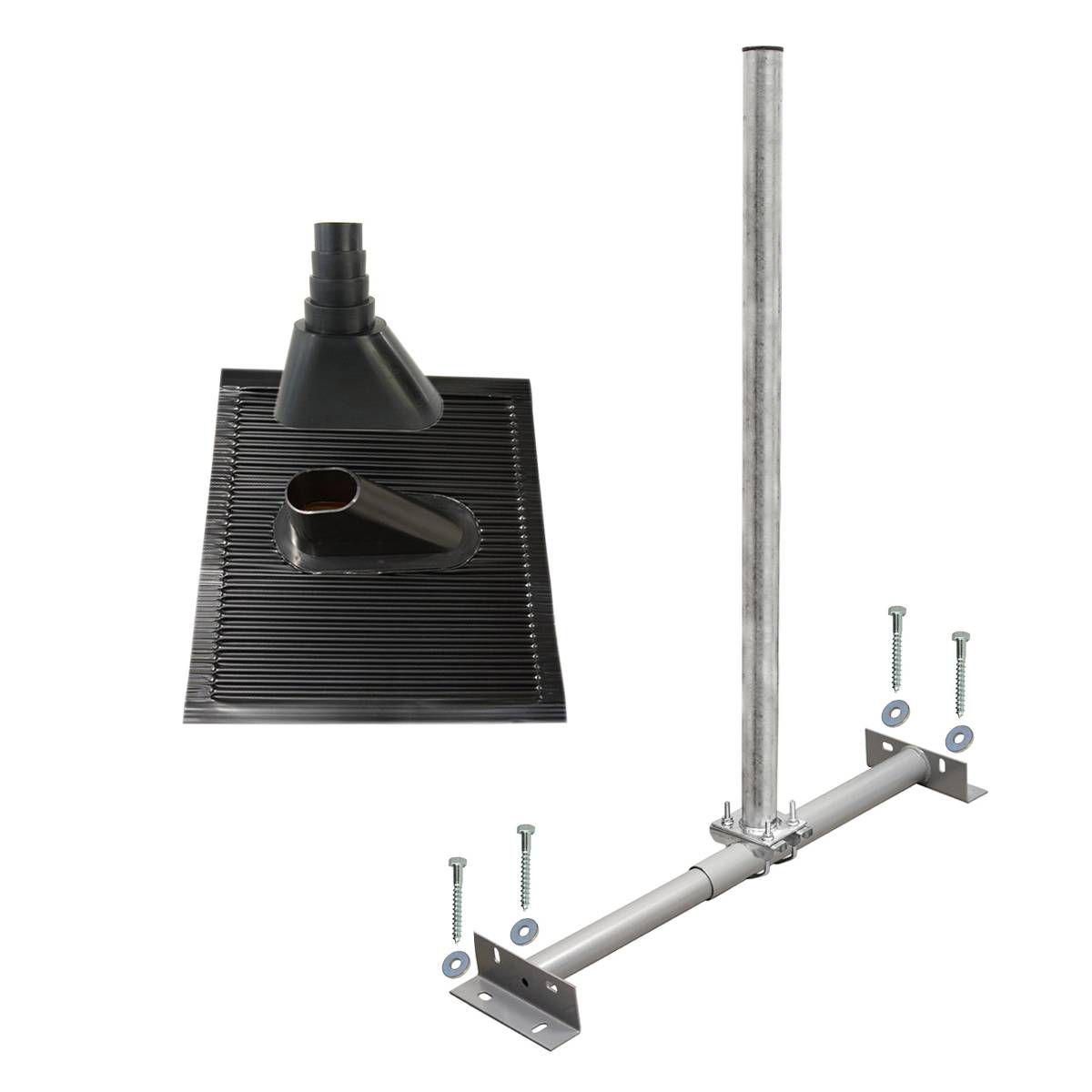 PremiumX BASIC Dachsparrenhalter 100 cm Mast Sparrenhalter für Satellitenschüssel Satellitenantenne | SAT TV Dach Montage Set