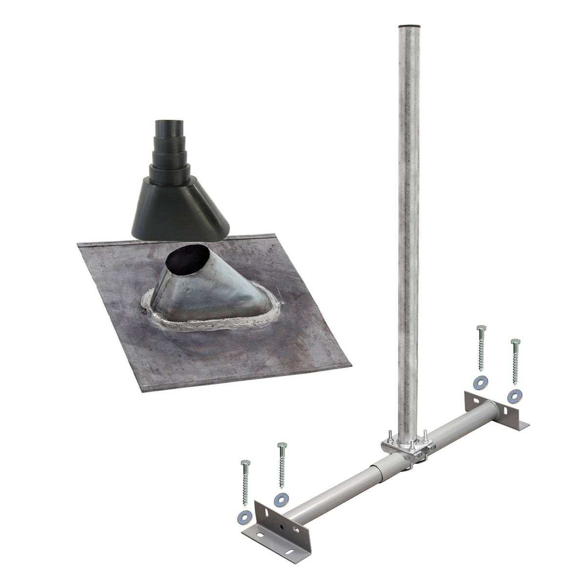 PremiumX BASIC Dachsparrenhalter 100cm Mast Sparrenhalter für Satellitenschüssel Satellitenantenne | SAT TV Dach Montage Set