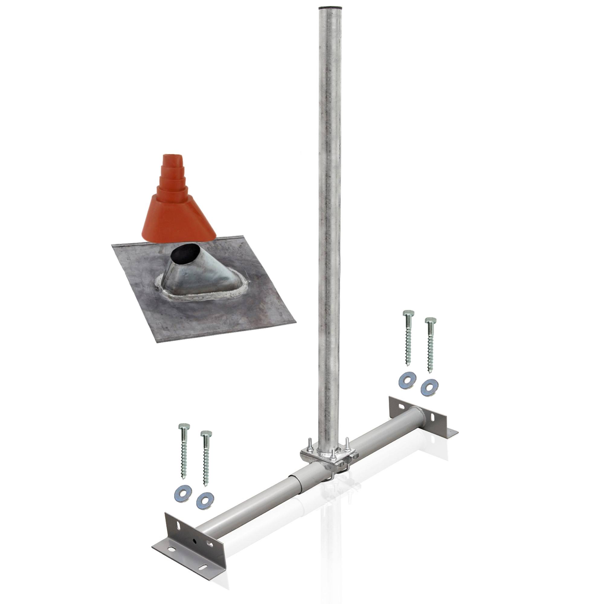 PremiumX BASIC Dachsparrenhalter 100cm Mast Sparrenhalter für Satellitenschüssel Satellitenantenne | SAT TV Dach Montage Set