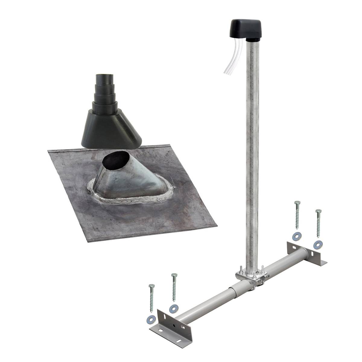 PremiumX BASIC Dachsparrenhalter 100cm Mast Sparrenhalter für Satellitenschüssel Satellitenantenne | SAT TV Dach Antennenmontage Set