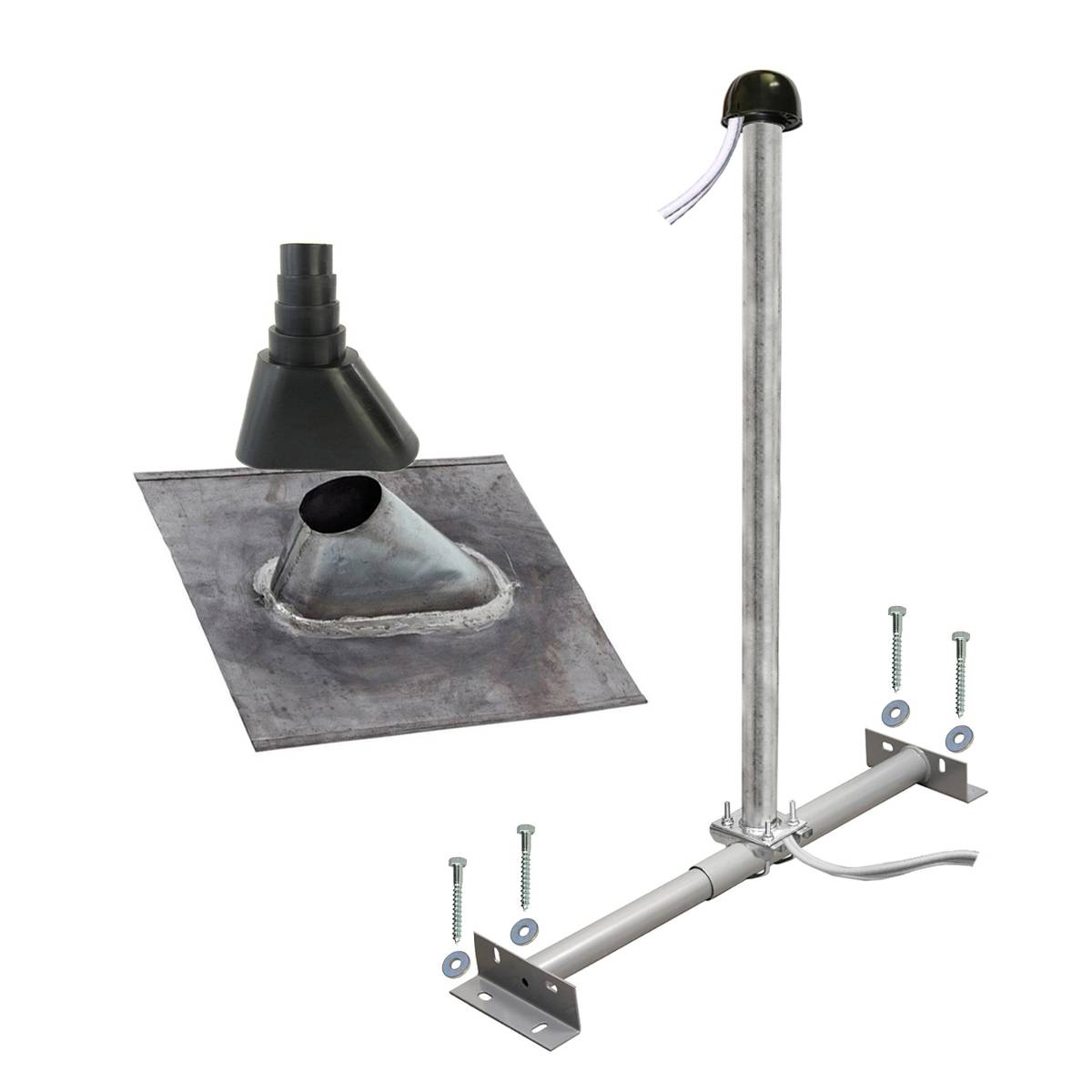 PremiumX BASIC Dachsparrenhalter-Montageset 100cm Mast Sparrenhalter für Satellitenschüssel SAT-Antenne Montagezubehör