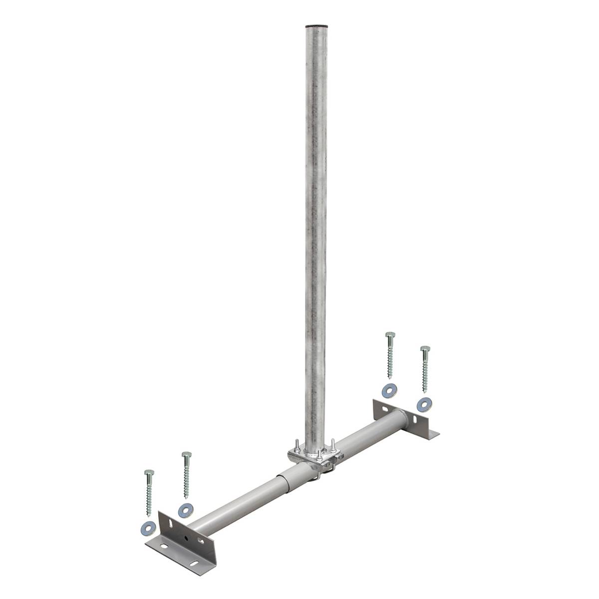 PremiumX BASIC X100-48 SAT TV Dachsparrenhalter 100cm Mast 48mm Stahl Dach-Sparren-Halterung für Satellitenschüssel inkl. Holzschrauben