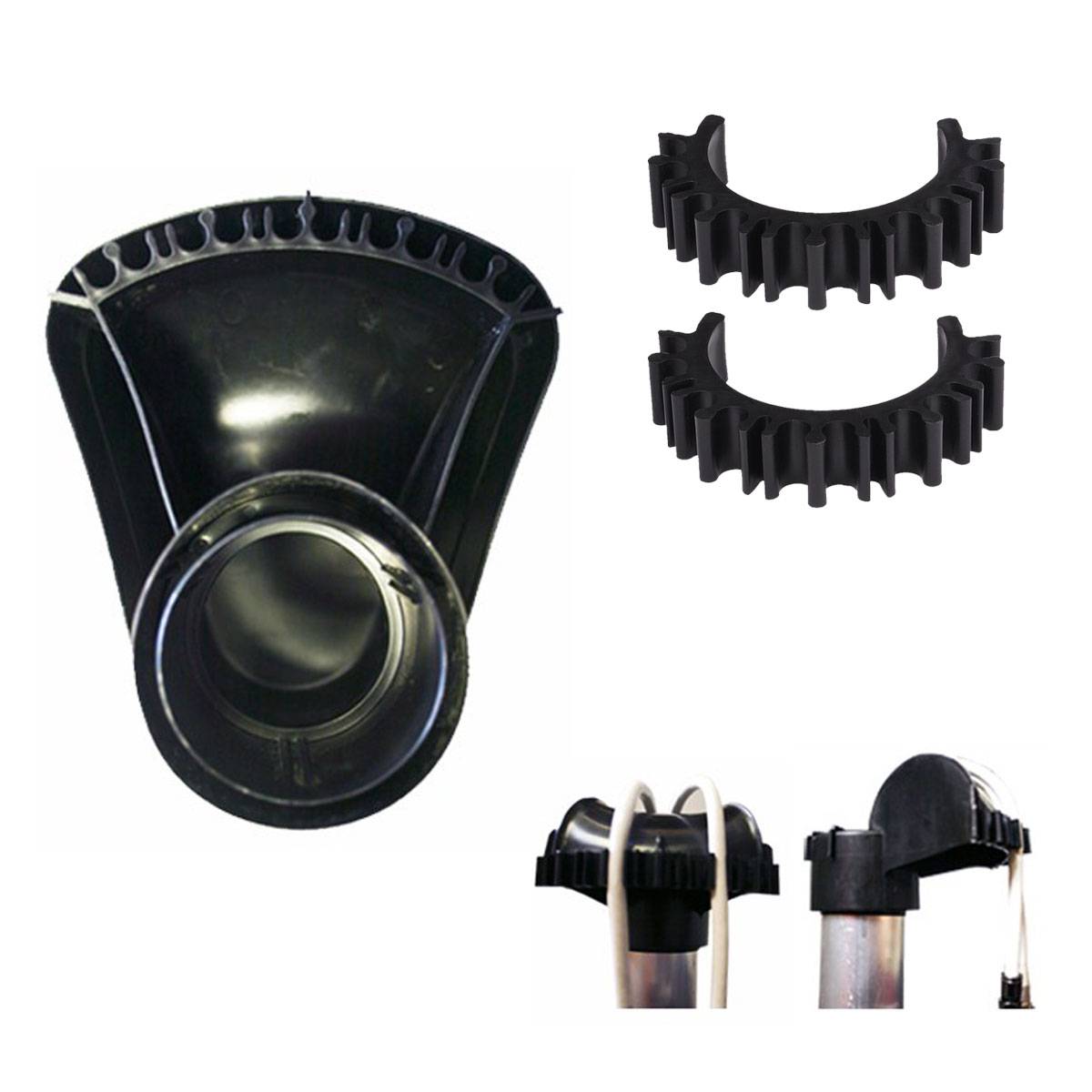 PremiumX Mastkappe mit Kabeldurchführung groß für Dachmontage Schwarz passend für Masten und Dachsparrenmasthalter mit 48 mm und 60 mm + 2x Kabelc