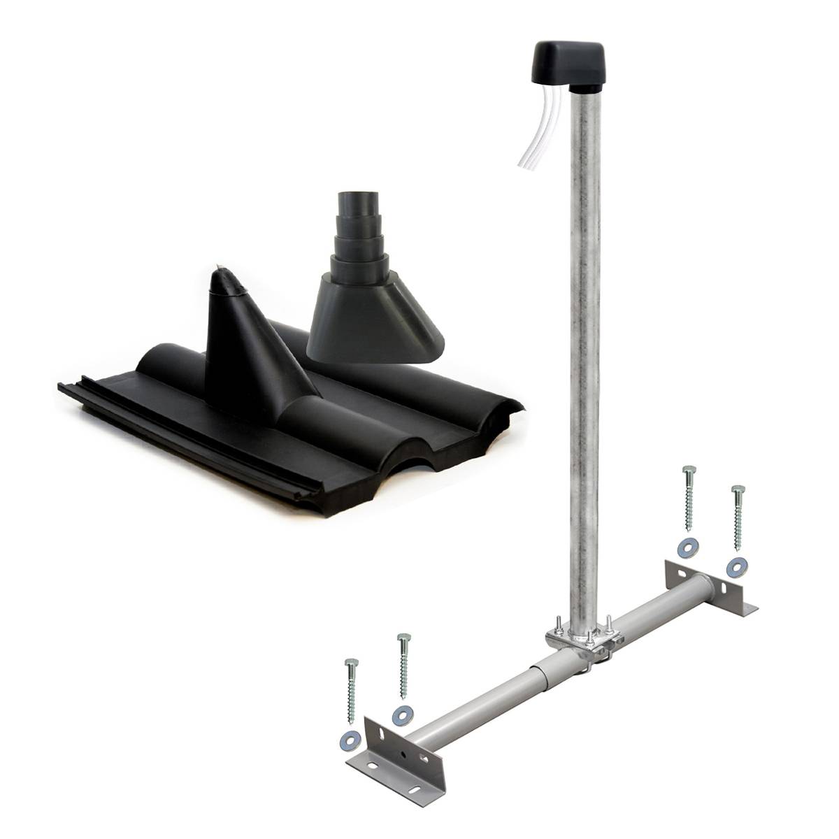 PremiumX BASIC Dachsparrenhalter 100cm Mast Sparrenhalter für Satellitenschüssel Satellitenantenne SAT TV Dach Set