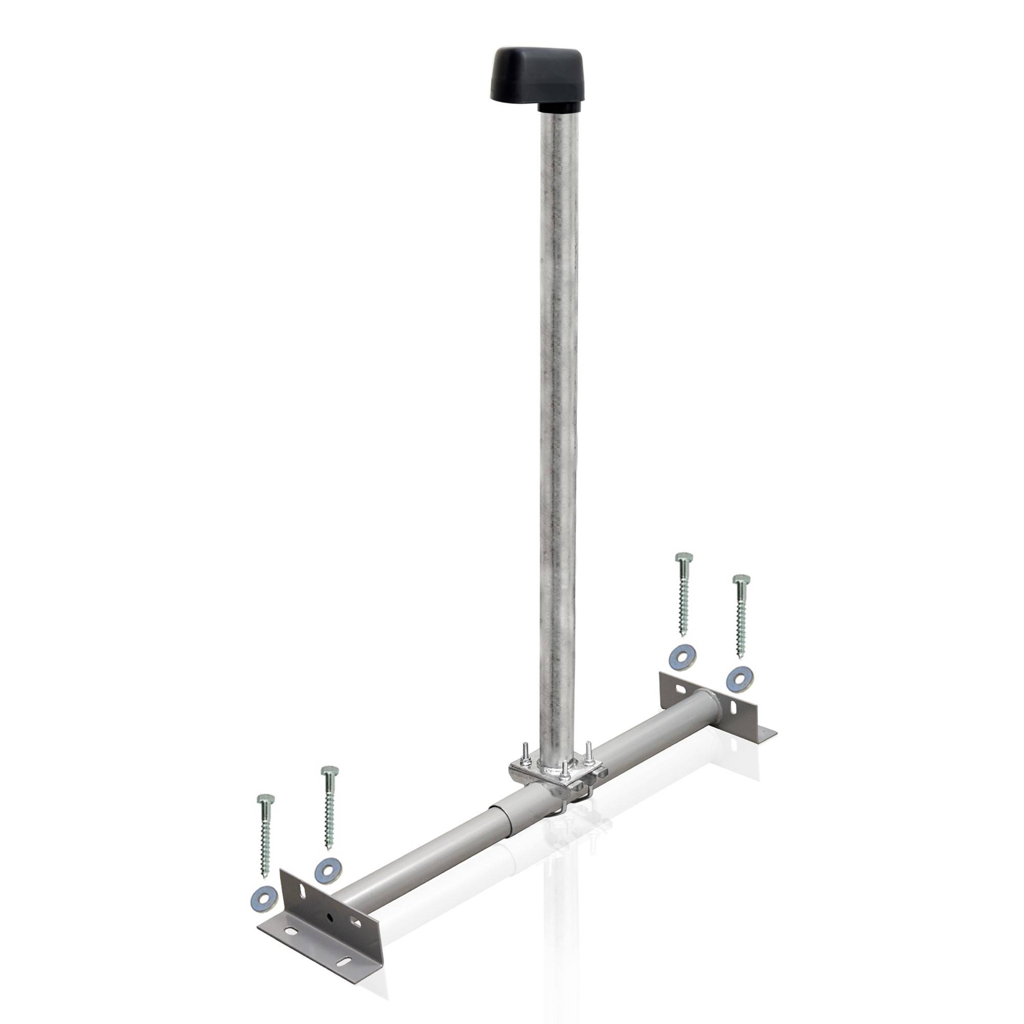 PremiumX BASIC Dachsparrenhalter 100cm Mast 60mm feuerverzinkt Sparrenhalter für Satellitenschüssel inkl. Mastkappe
