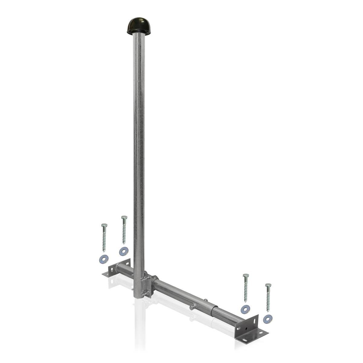 SkyRevolt SAT Dachsparrenhalterung für Satellitenschüssel voll feuerverzinkt 120cm Mast | Mit Kabeleinführung Mastkappe