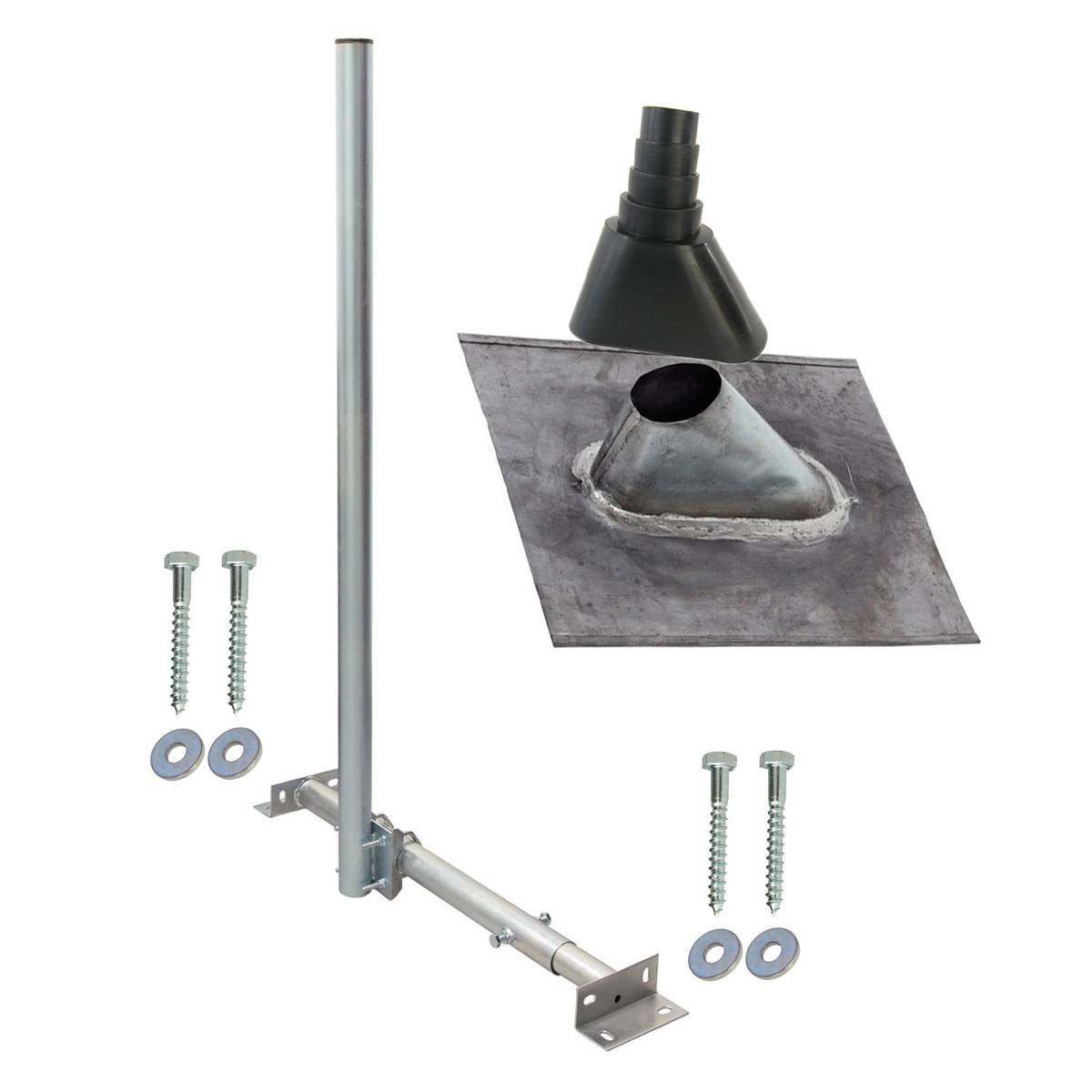 SkyRevolt Aufdachsparrenhalter SAT TV Dachsparrenhalter 120cm Mast 48mm Sparren-Halterung für Satellitenschüssel | Dachmontage-Set