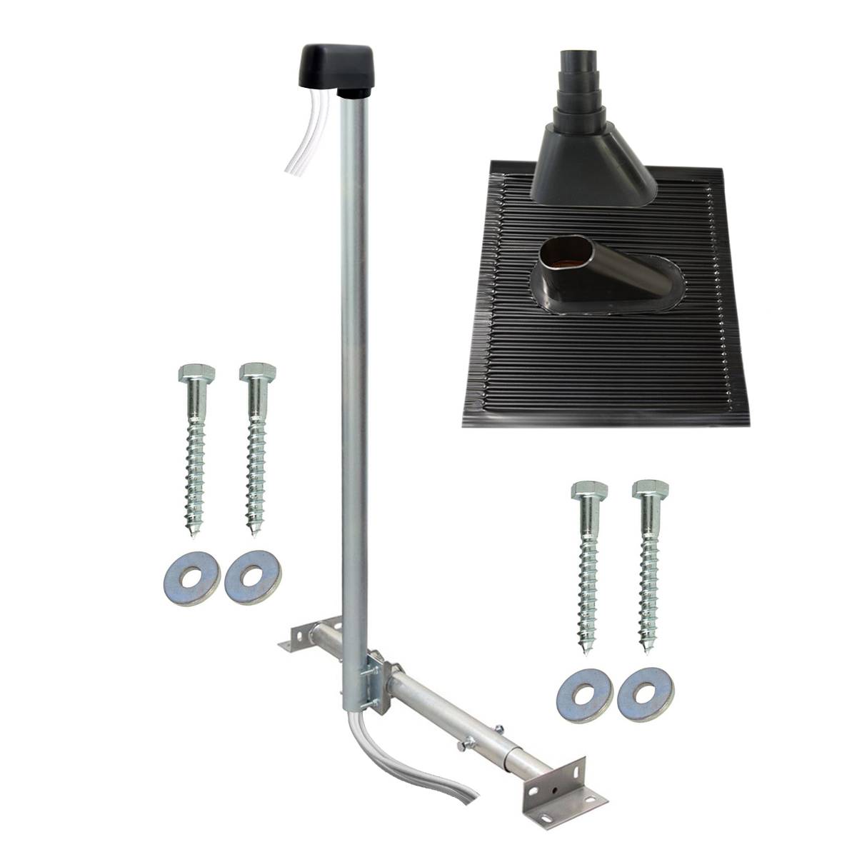 SkyRevolt Aufdachsparrenhalter SAT TV Dachsparrenhalter 120cm Kabeleinführung Mast 48mm Aufdach-Sparren-Halterung für Satellitenschüssel | Antennen