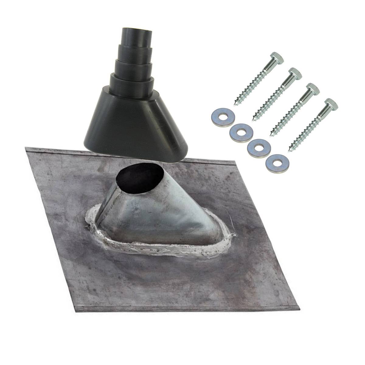 PremiumX SAT Dachsparrenhalter Montage-Set Sparrenhalter Dach-Abdichtung | Universal Blei-Abdeckblech Dachziegel Mast-Manschette Schrauben