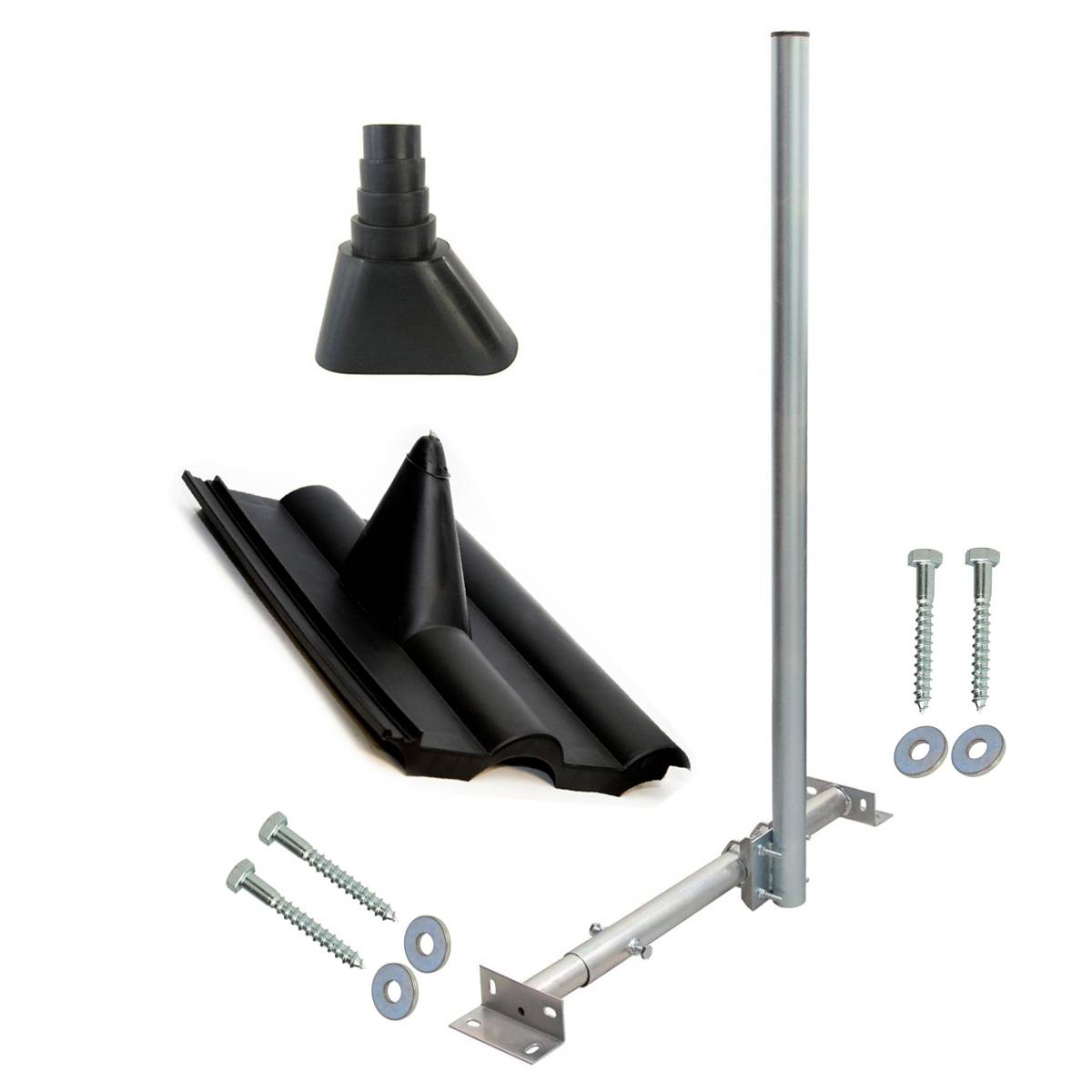 PremiumX BASIC X120-48 SAT TV Dachsparrenhalterung 120cm Kabeldurchführung Mast für Satellitenschüssel´Satelliten-Antenne | Frankfurter Pfanne Tü