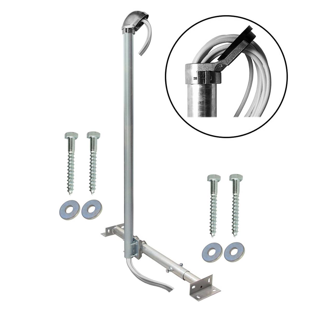 SkyRevolt SAT LTE TV Aufdachsparrenhalter feuerverzinktes 120cm Mast Dachsparrenhalterung für Satellitenschüssel | Kabeleinführung ALU-Mastkappe Sc