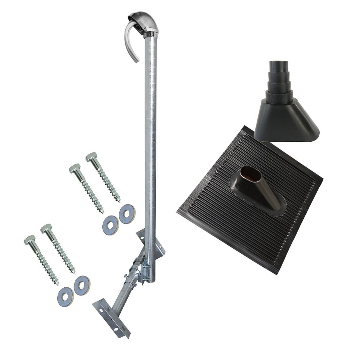 PremiumX BASIC X120-48F SAT TV Dachsparrenhalter feuerverzinkt 120cm Mast Sparrenhalter für Satellitenschüssel DVB-S2 + UKW LTE-Antenne | Kabeldurch