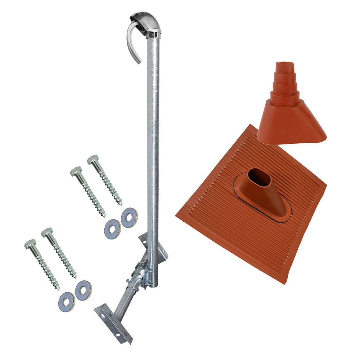 PremiumX BASIC X120-48F SAT TV Dachsparrenhalter feuerverzinkt 120cm Mast Sparrenhalter für Satellitenschüssel DVB-S2 + UKW LTE-Antenne | Kabeldurch