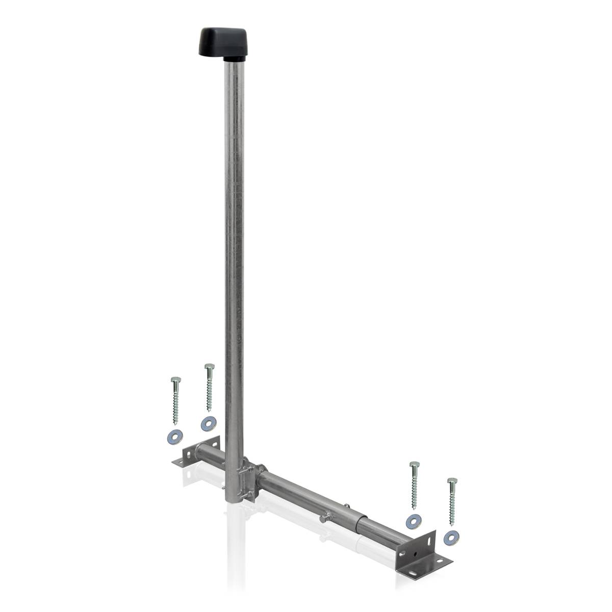 SkyRevolt SAT Dachsparrenhalterung für Satellitenschüssel voll feuerverzinkt 120cm Mast | Kabeldurchführung Mastkappe