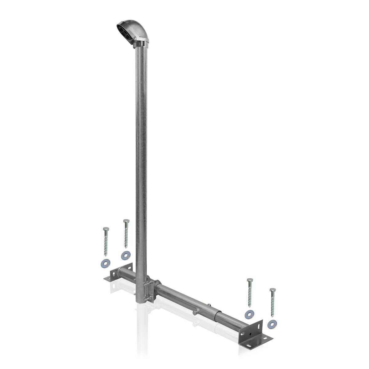 SkyRevolt SAT Dachsparrenhalterung für Satellitenschüssel voll feuerverzinkt 120cm Mast | Kabeleinführung ALU-Mastkappe
